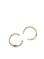 Chanel Crystal Square Chain Hoop Earrings.