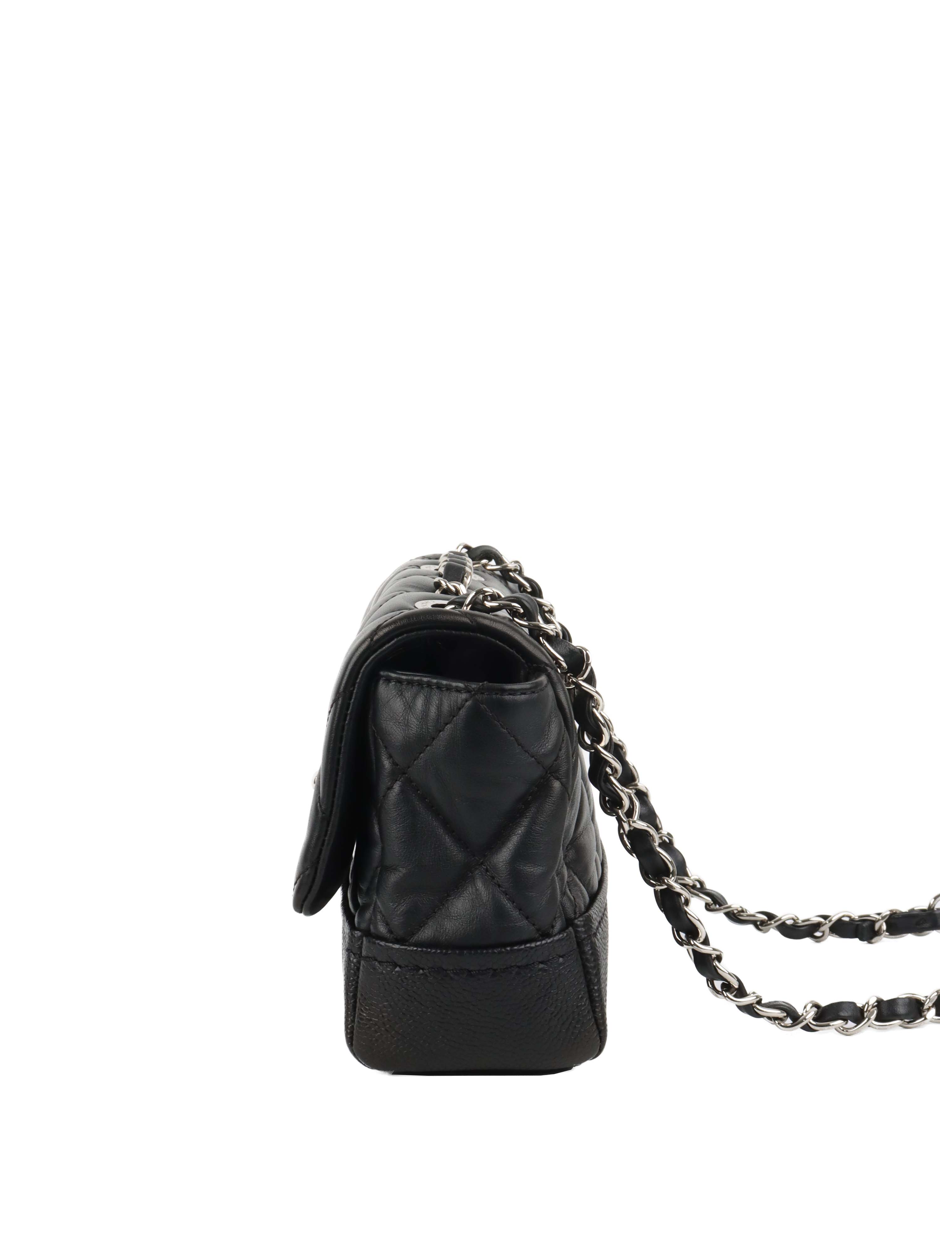 Chanel Black Quilted Lambskin & Caviar CC Flap Bag SHW.