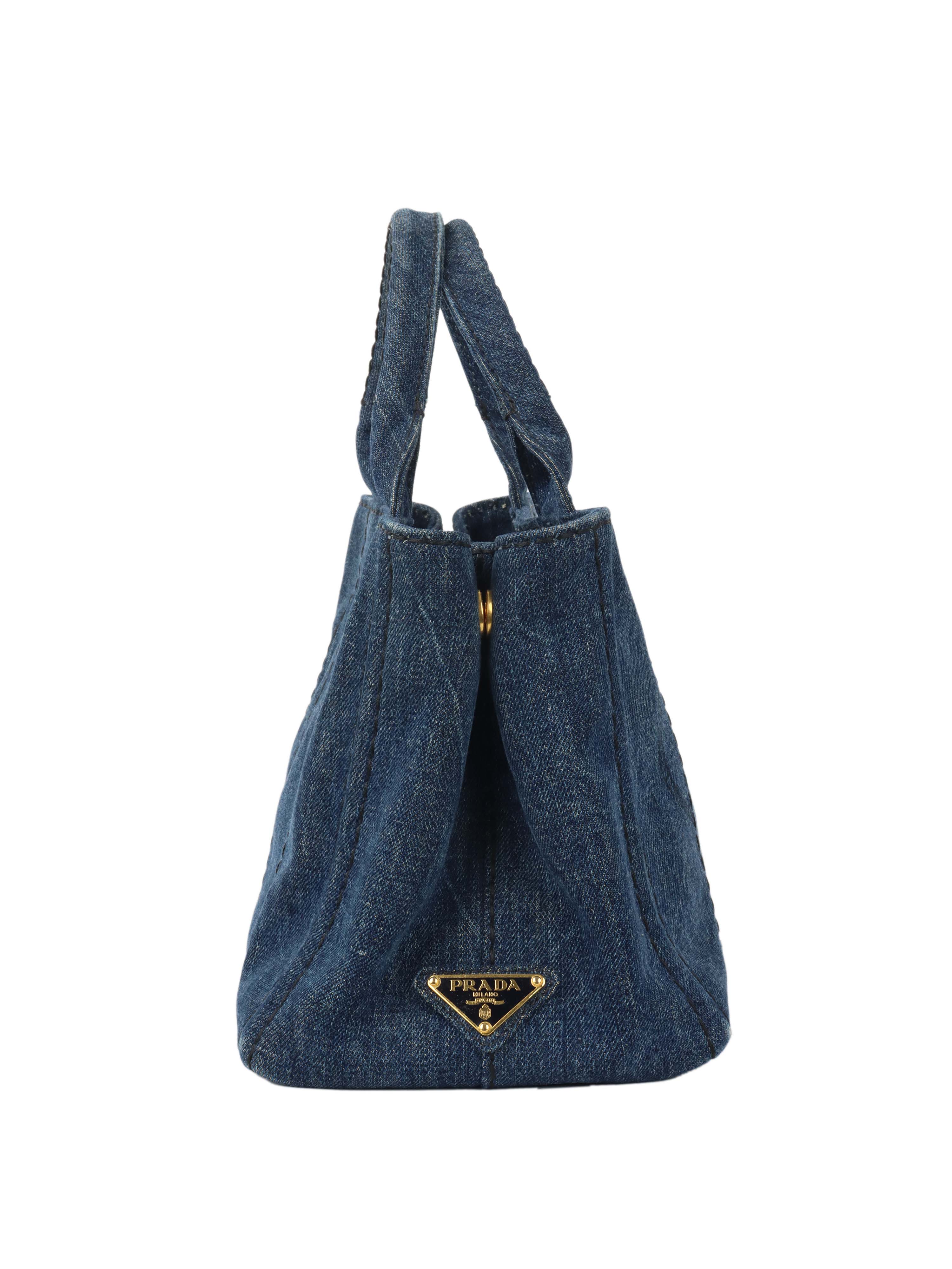 Prada Small Canapa Denim Tote.