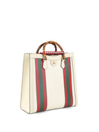 Gucci White Diana NM Stripe Bamboo Handle Bag