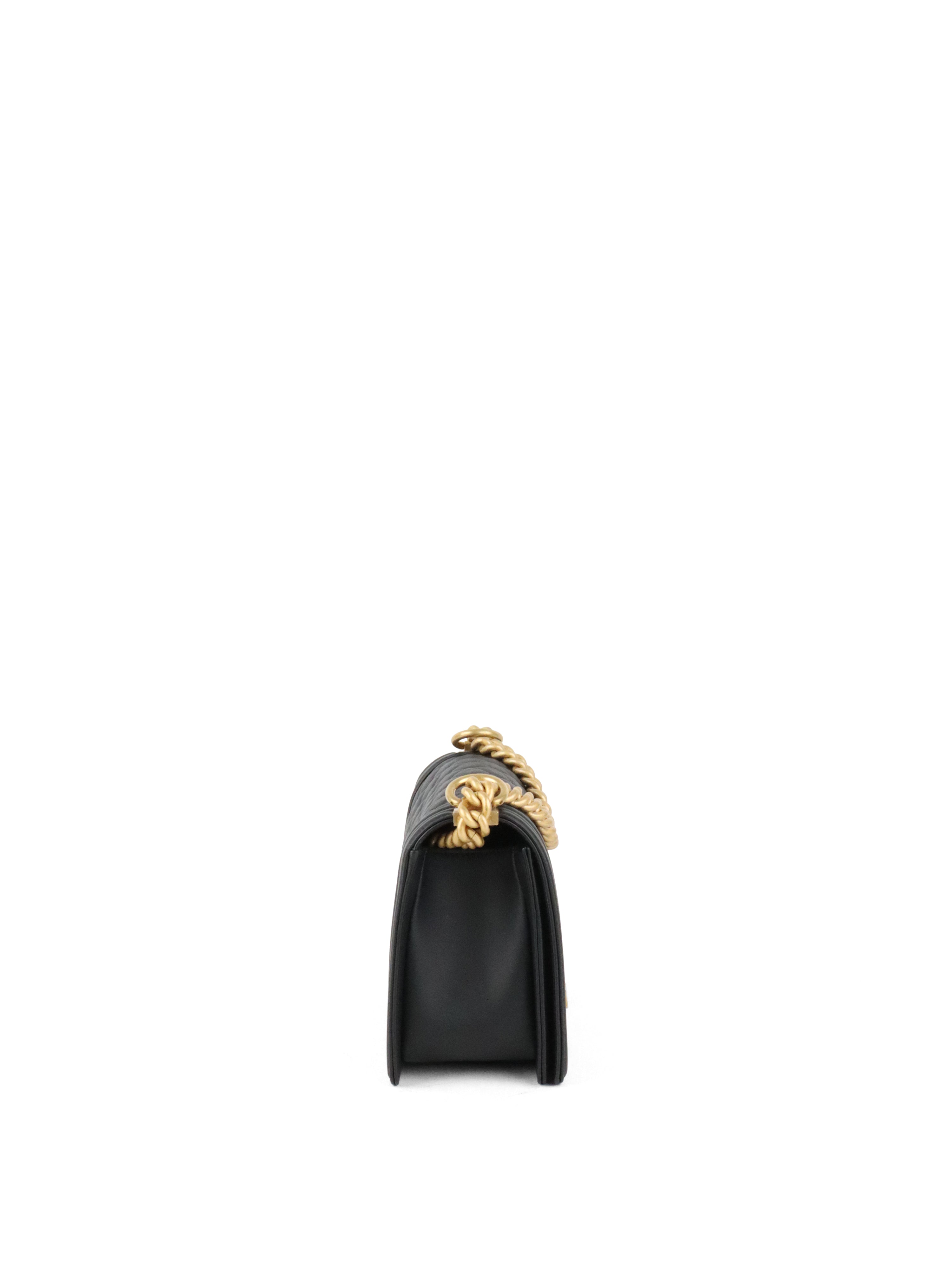 Chanel Black Matte Lambskin Medium Boy Bag GHW