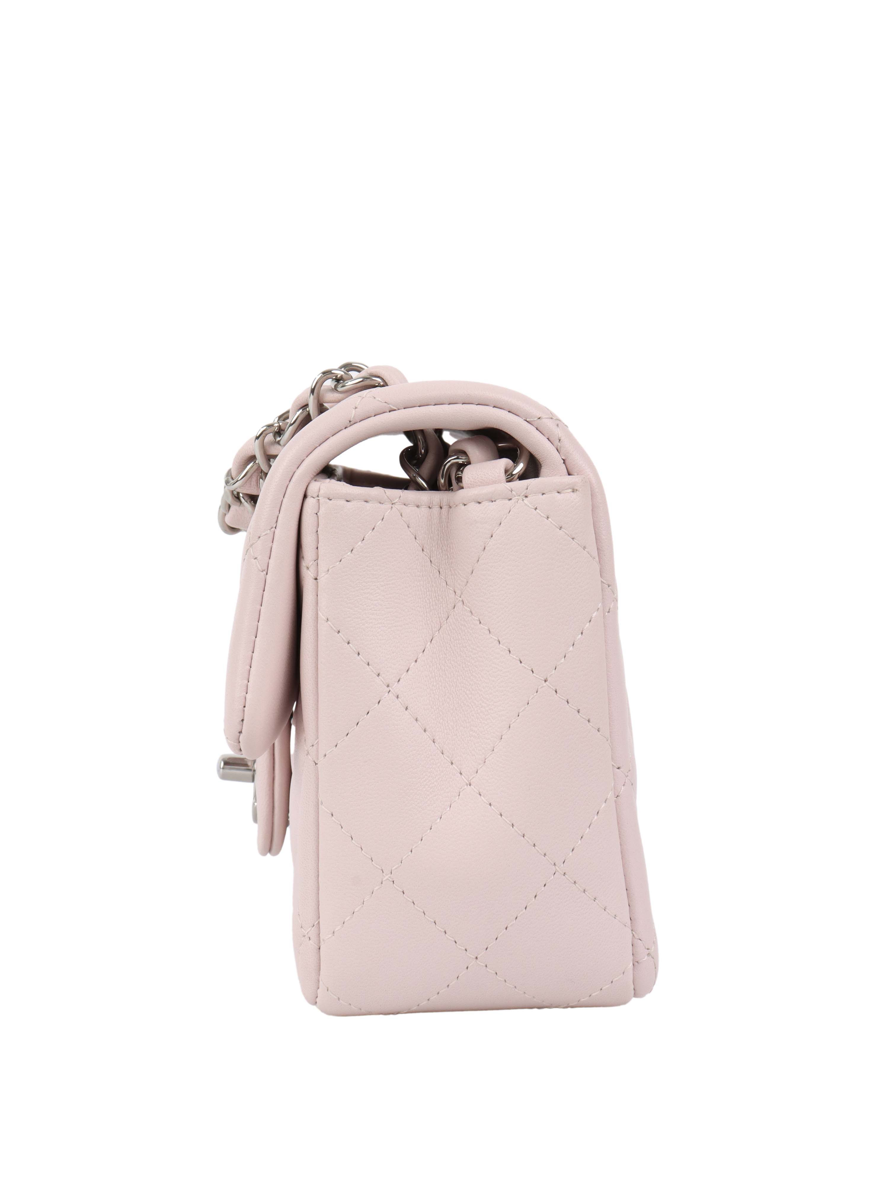 Chanel Light Pink Mini Rectangular Classic Flap SHW.