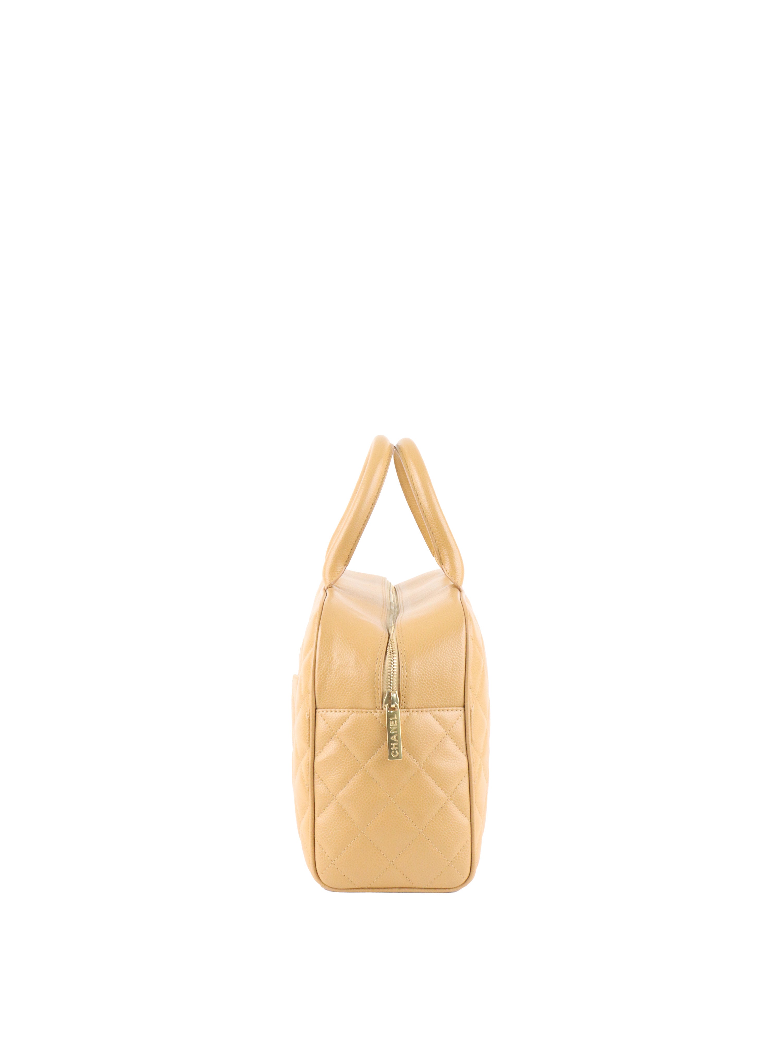 Chanel Beige Caviar Bowling Bag.
