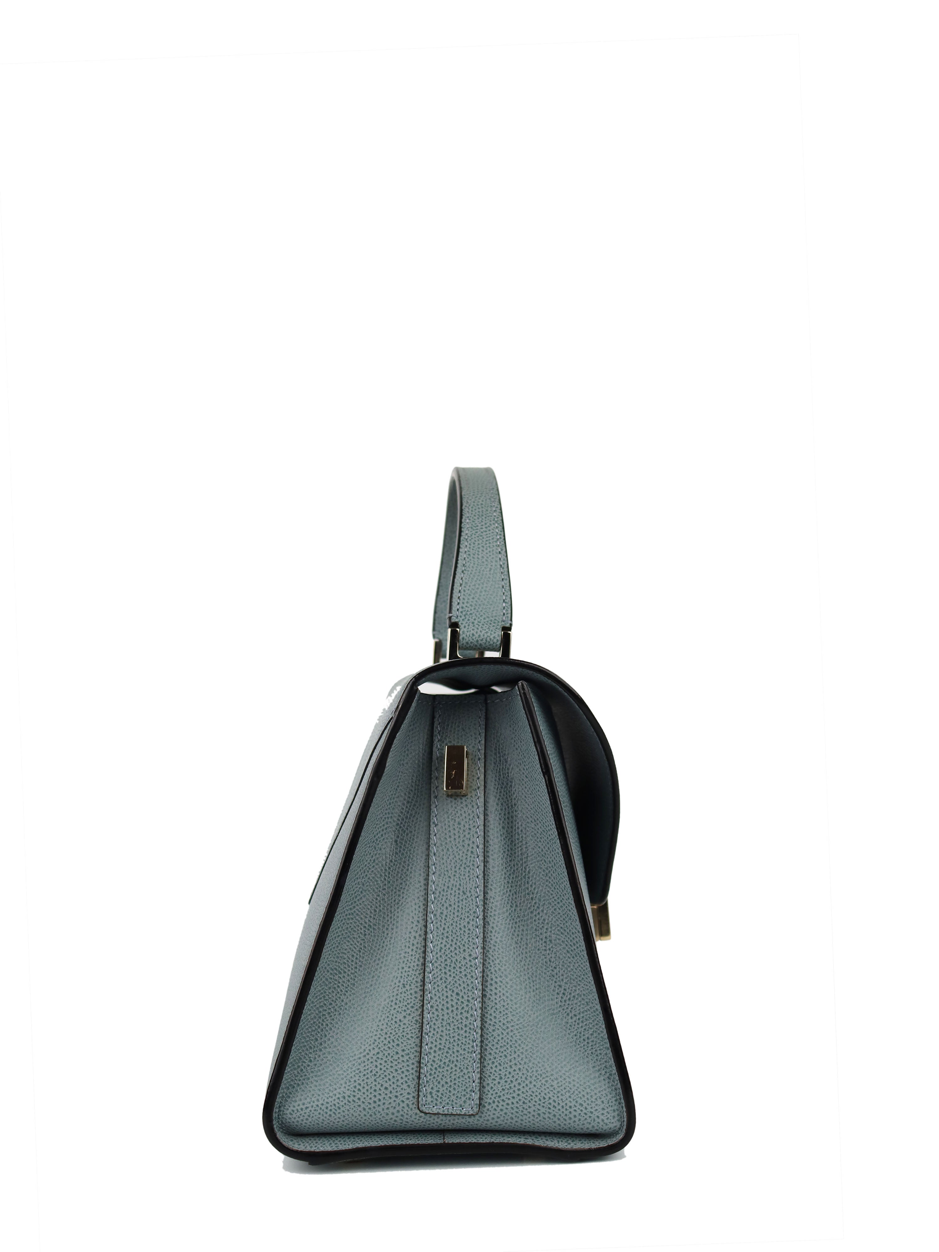 Valextra Iside Top Handle Mini Bag Smokey Blue Votre Luxe