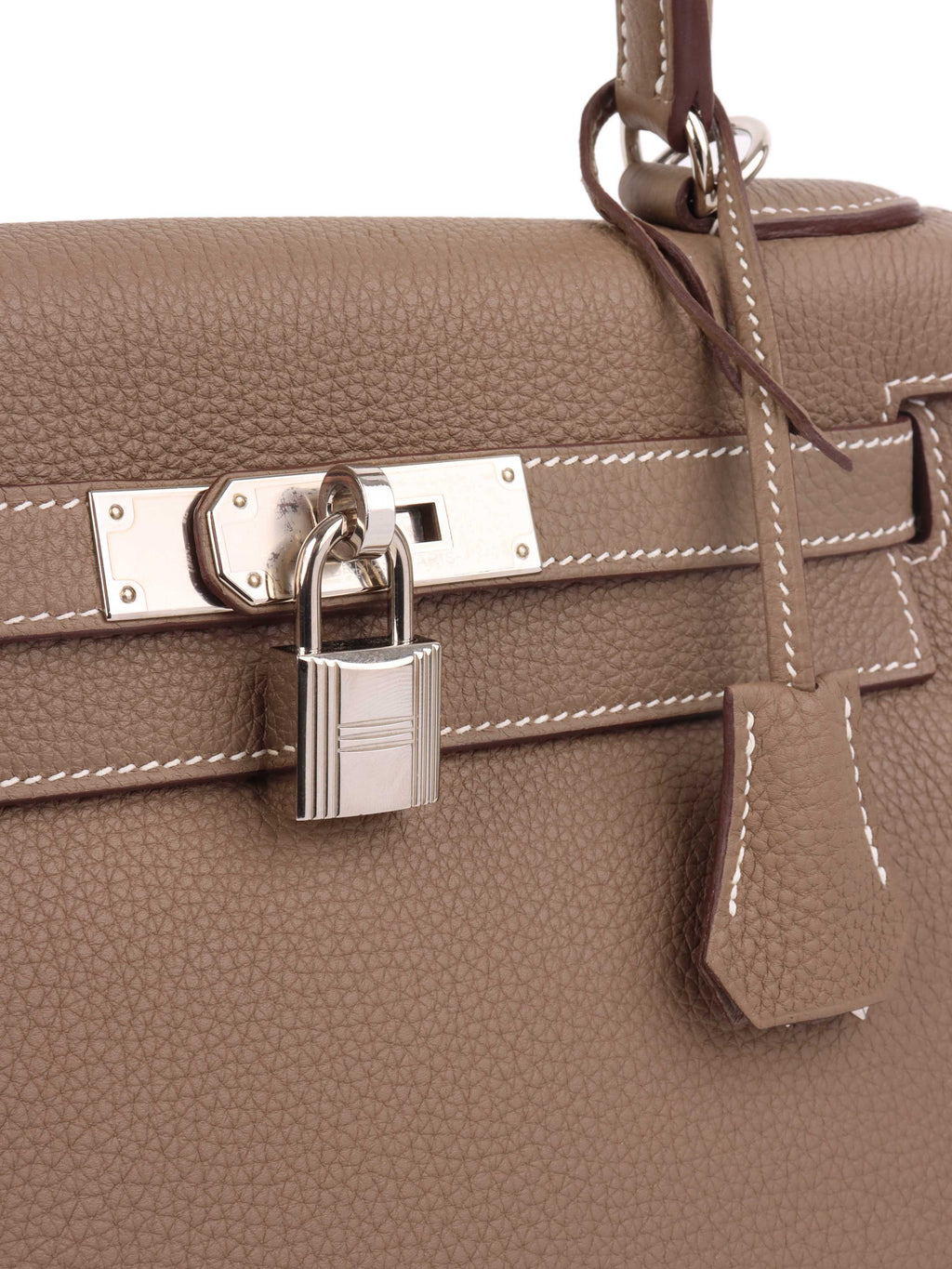 Hermes Etoupe Kelly 28 in Togo leather PHW.