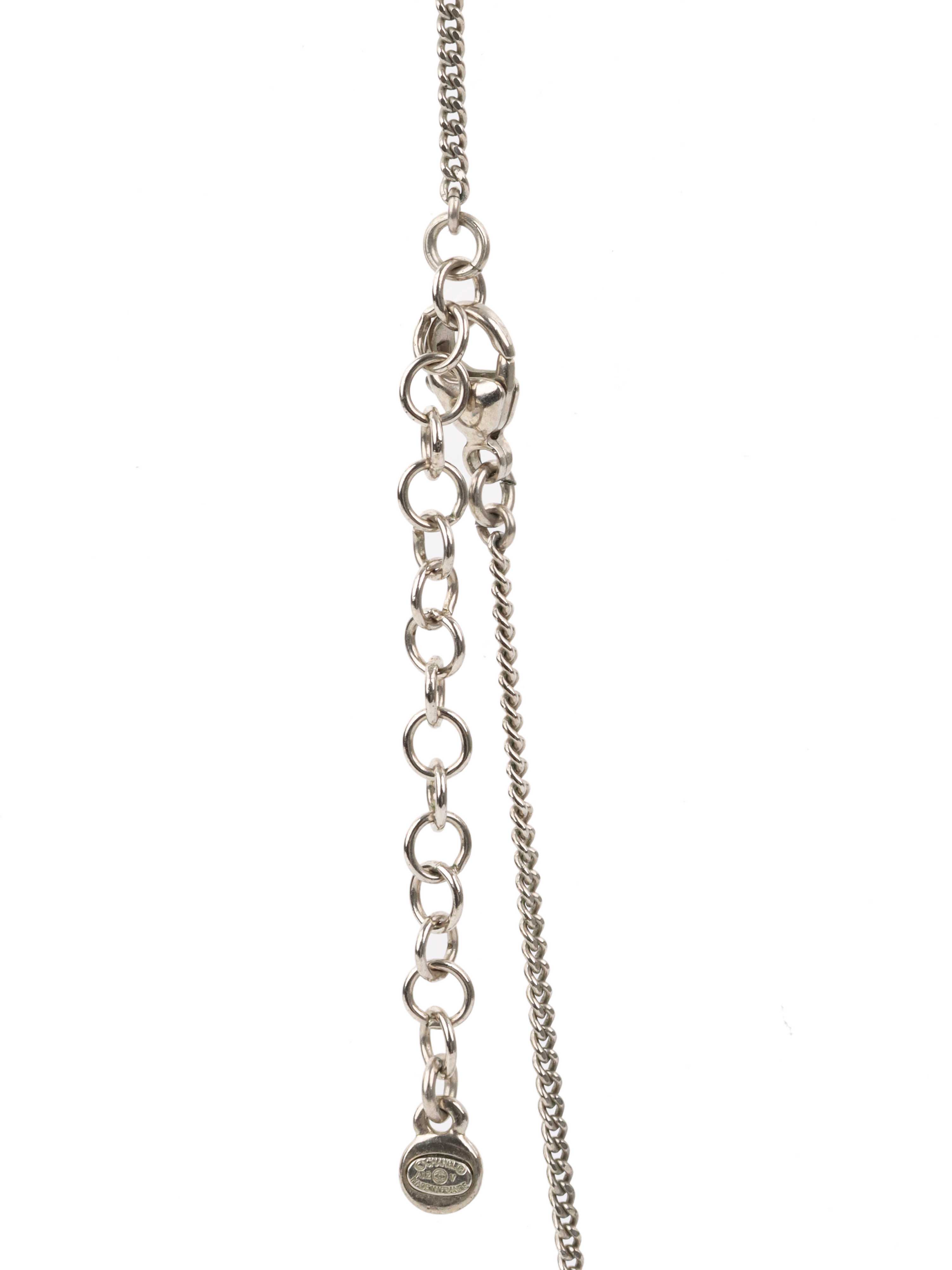 Chanel Silver Crystal Necklace.