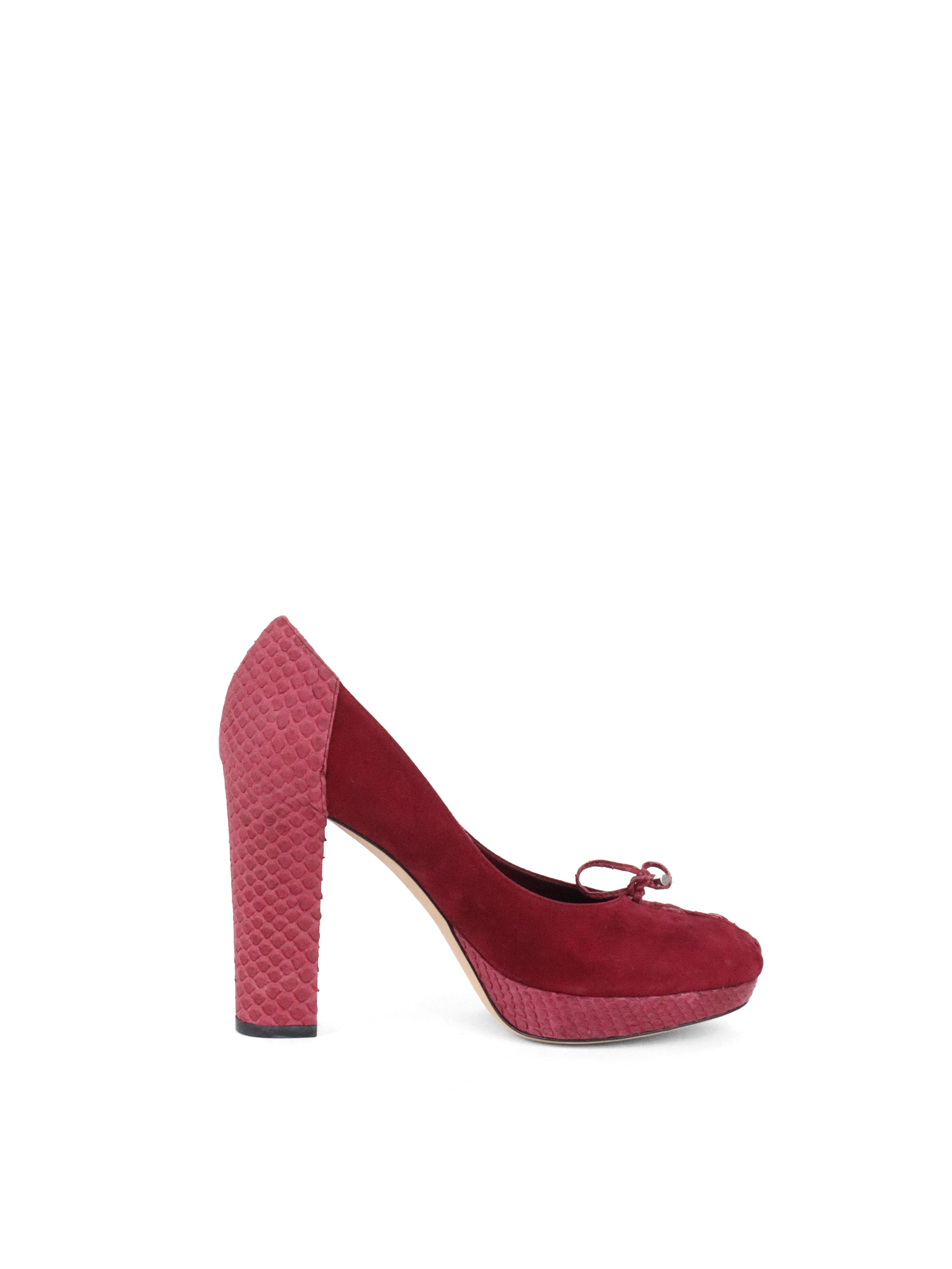 Dior Dark Pink Suede and Snakeskin Heels