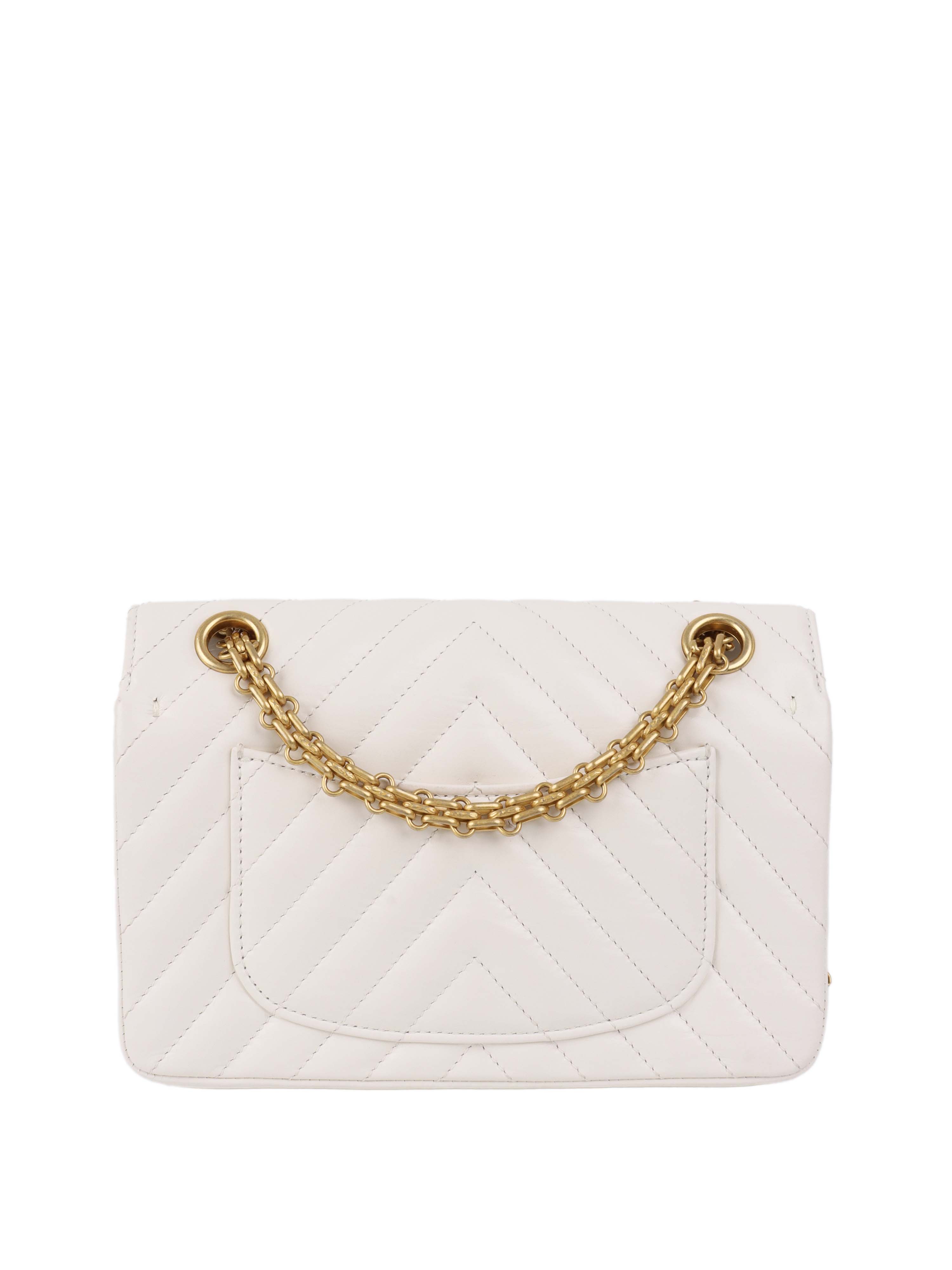 Chanel Small White Chevron 2.55 Bag.