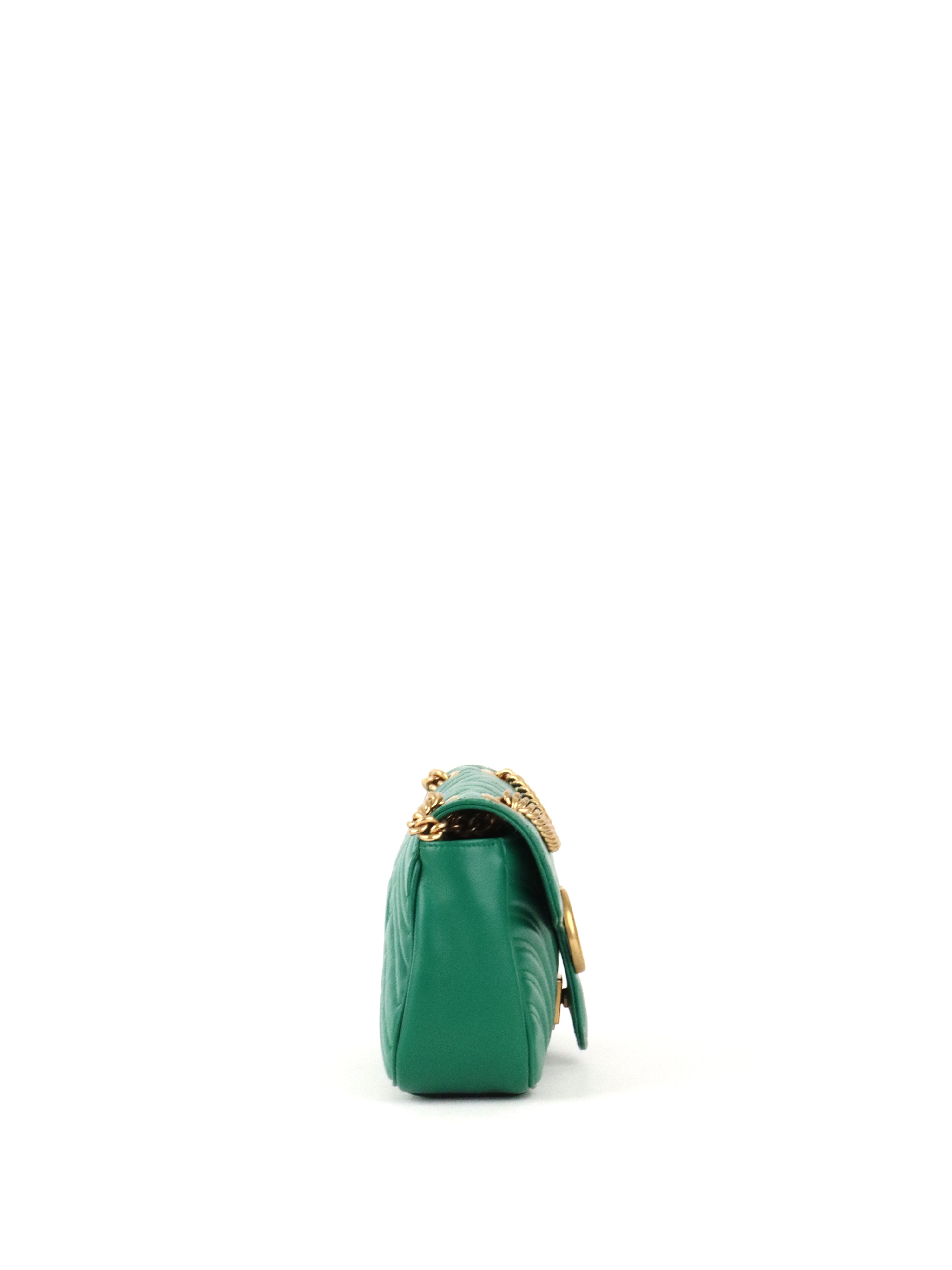 Gucci Medium Green GG Marmont Shoulder Bag