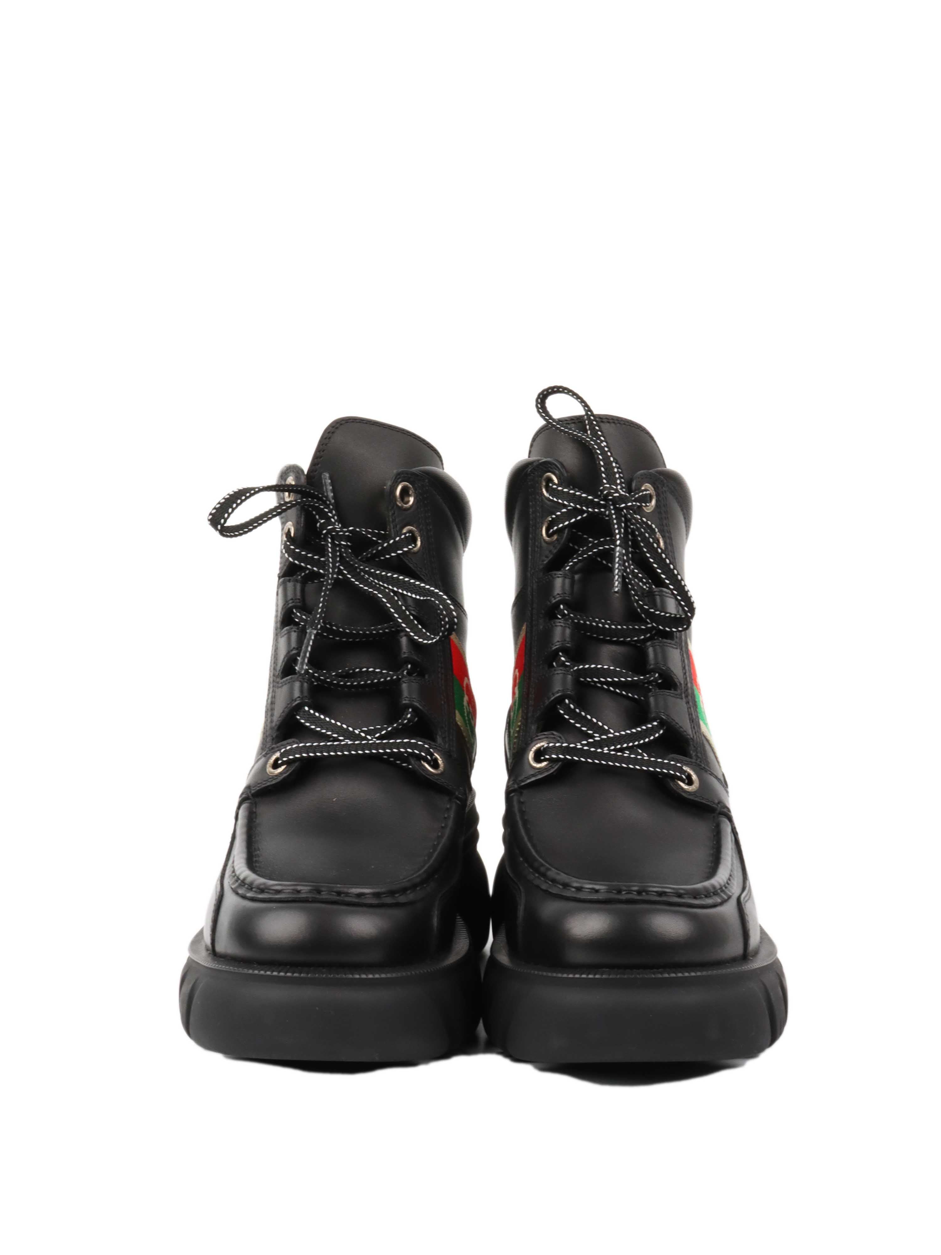 Gucci Black Interlocking GG Ankle Boots.