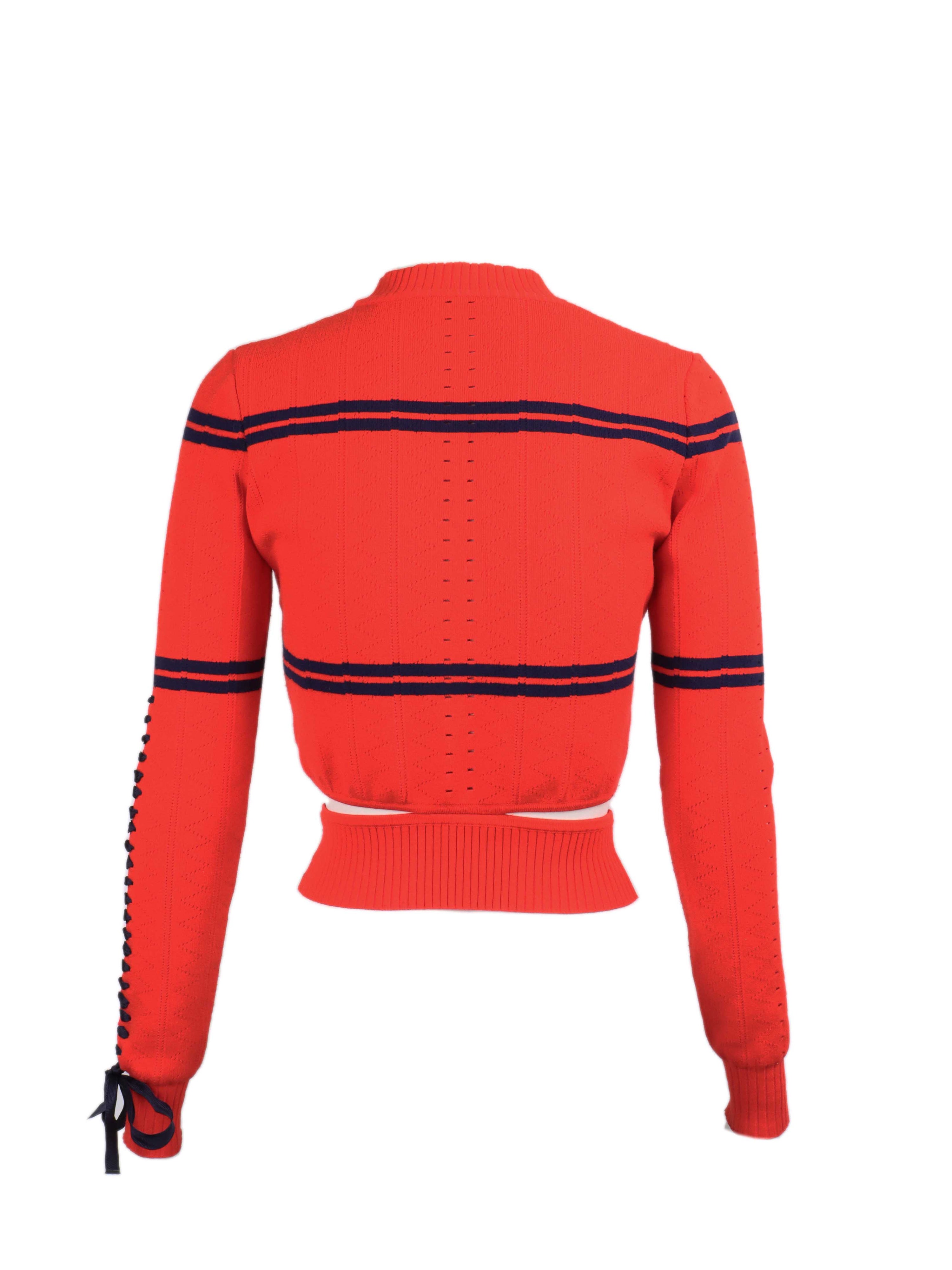 Fendi Red Cropped Knitted Sweater.