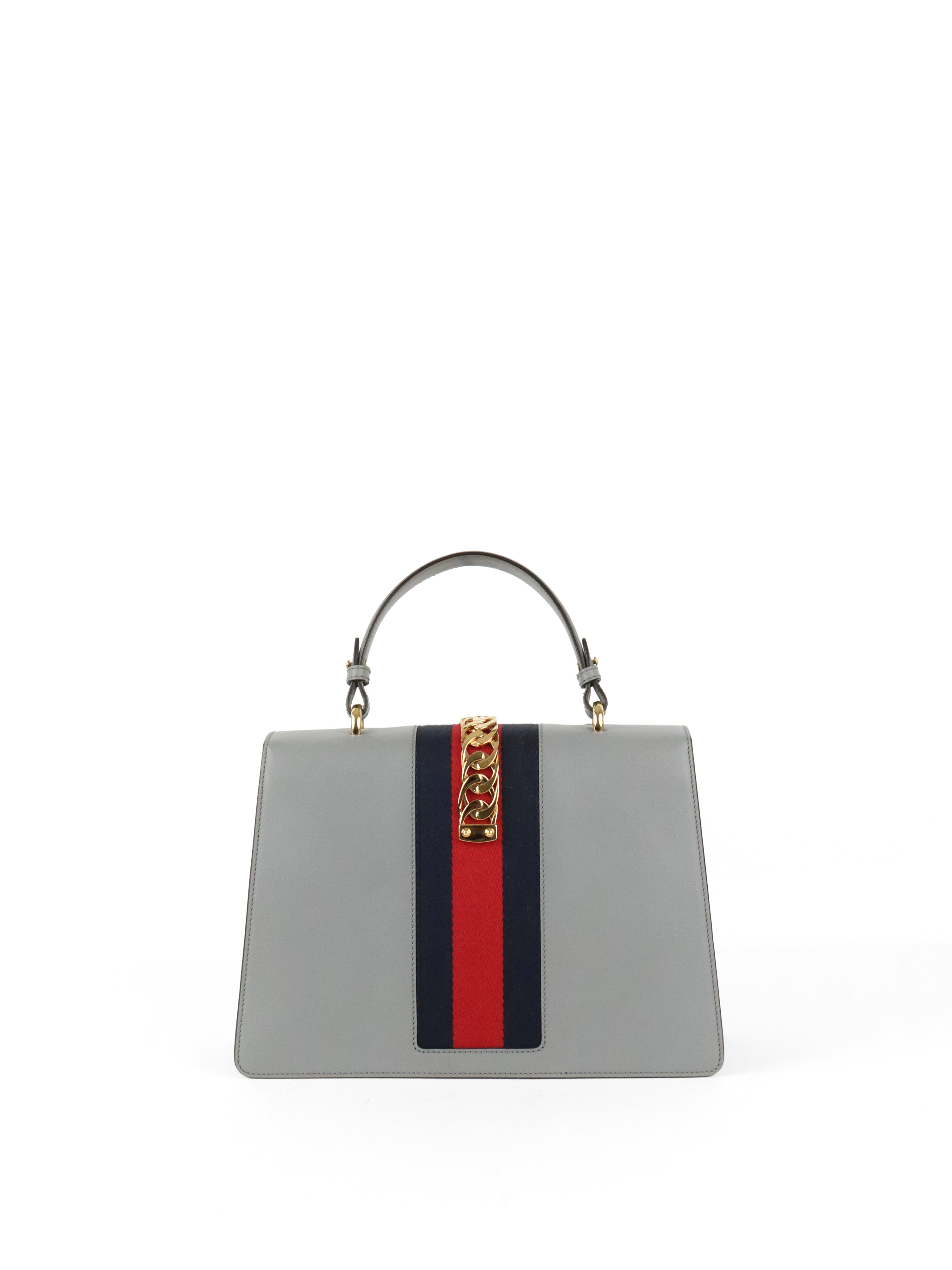 Gucci Medium Grey Floral Sequin Sylvie Top Handle Bag