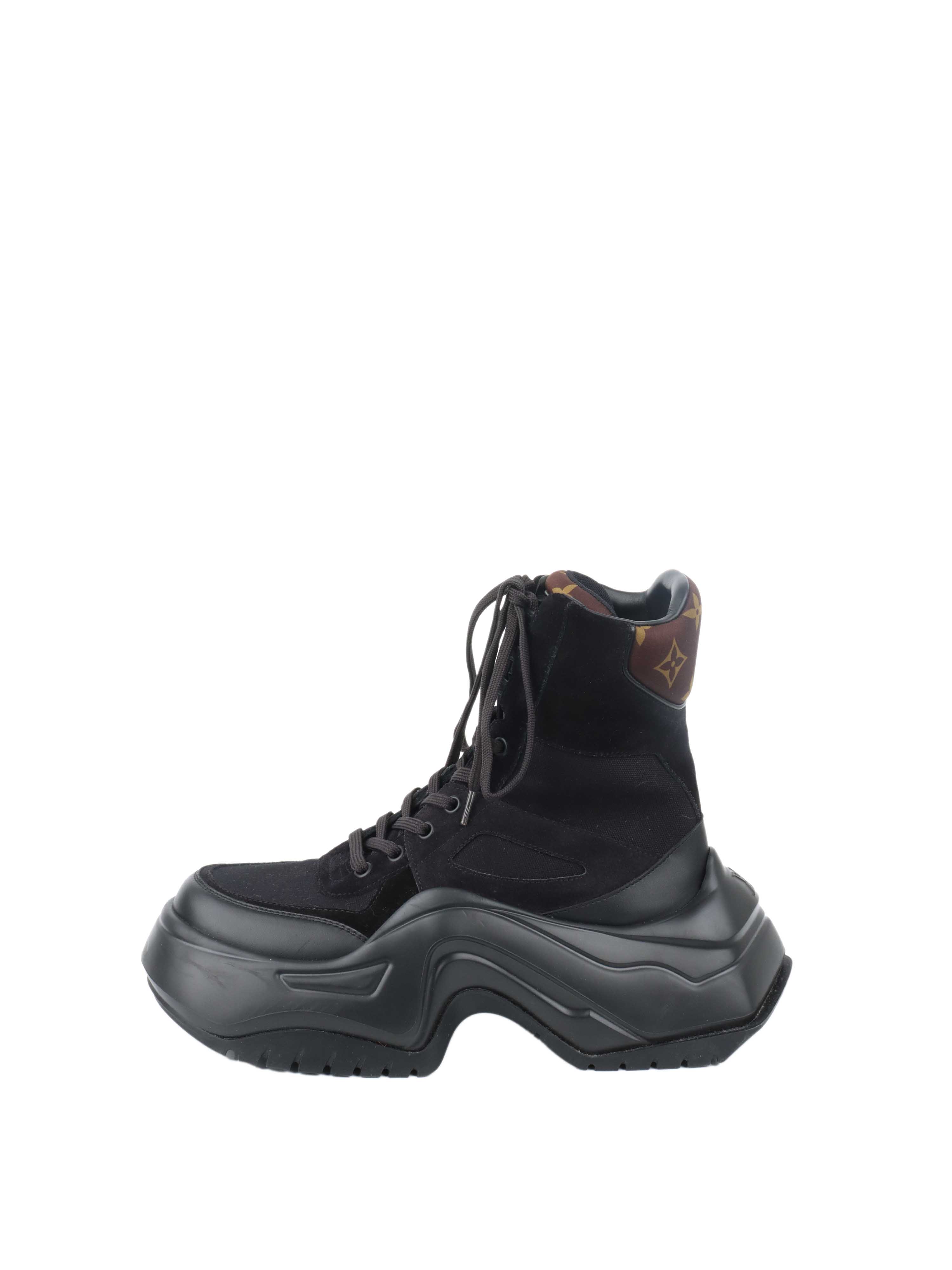 Louis Vuitton Black Mesh and Suede Archlight Ankle Boots.