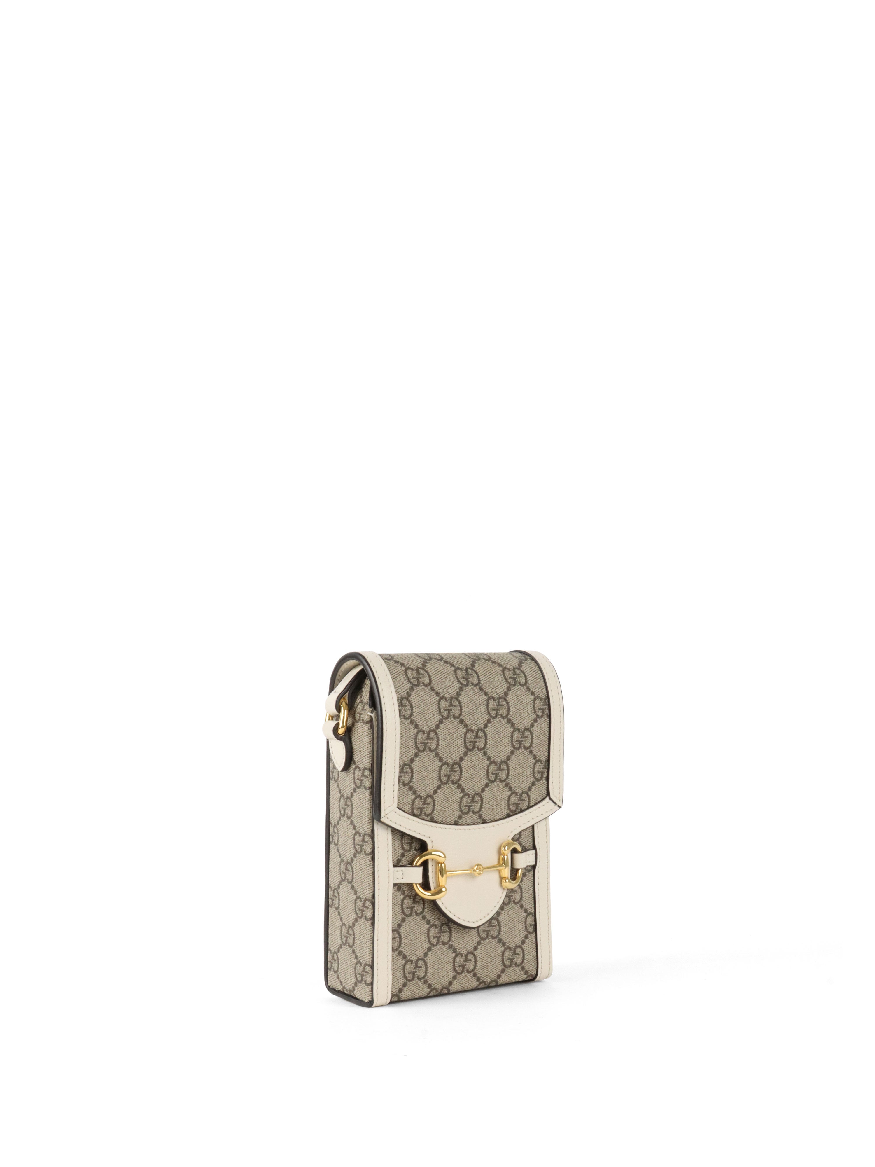 Gucci White and Canvas Horsebit 1955 Mini Bag