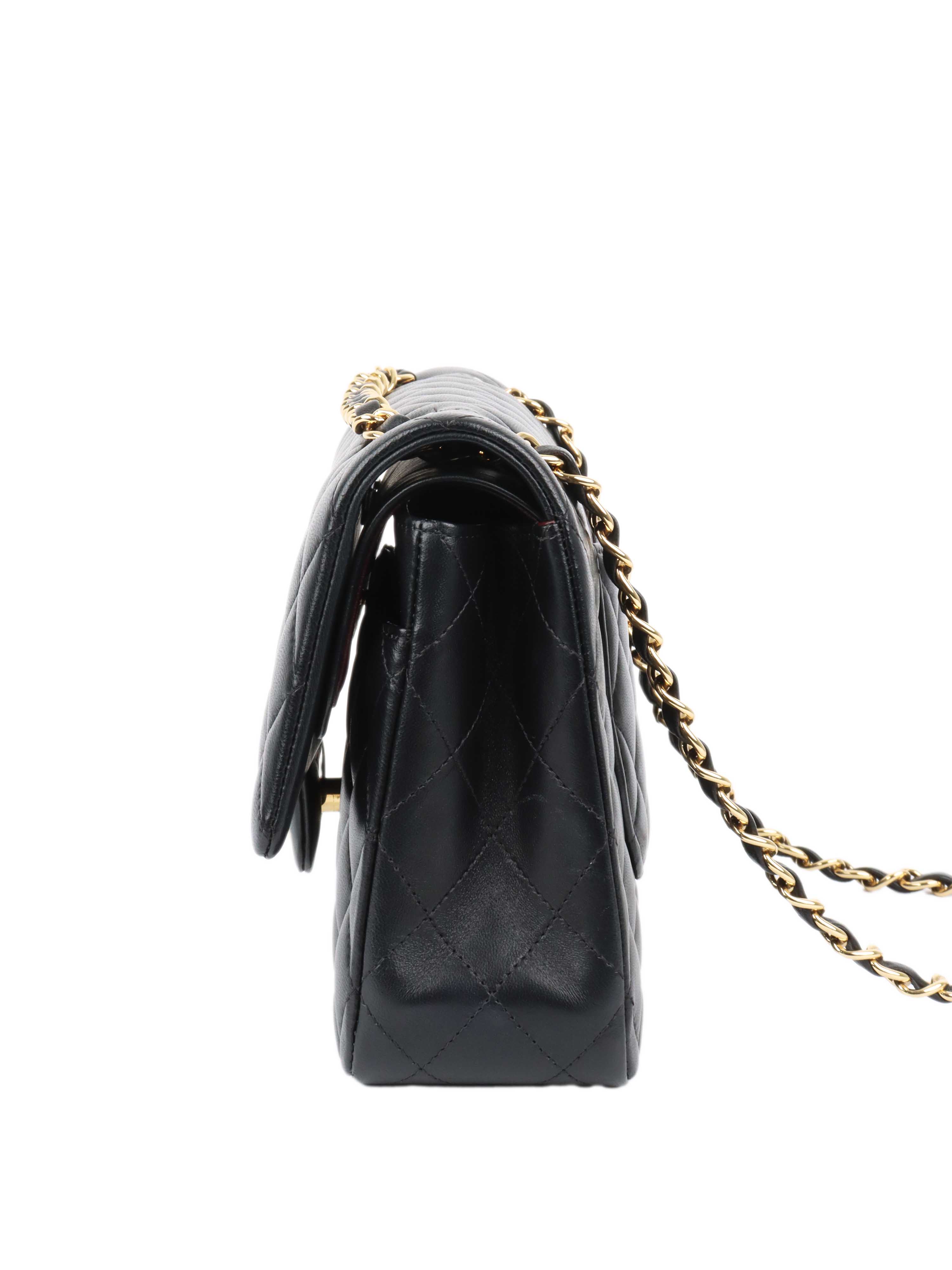 Chanel Black Lambskin Medium Classic Flap Bag GHW.