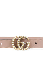 Gucci Beige Resin Pearl GG Marmont Thin Belt Size 90