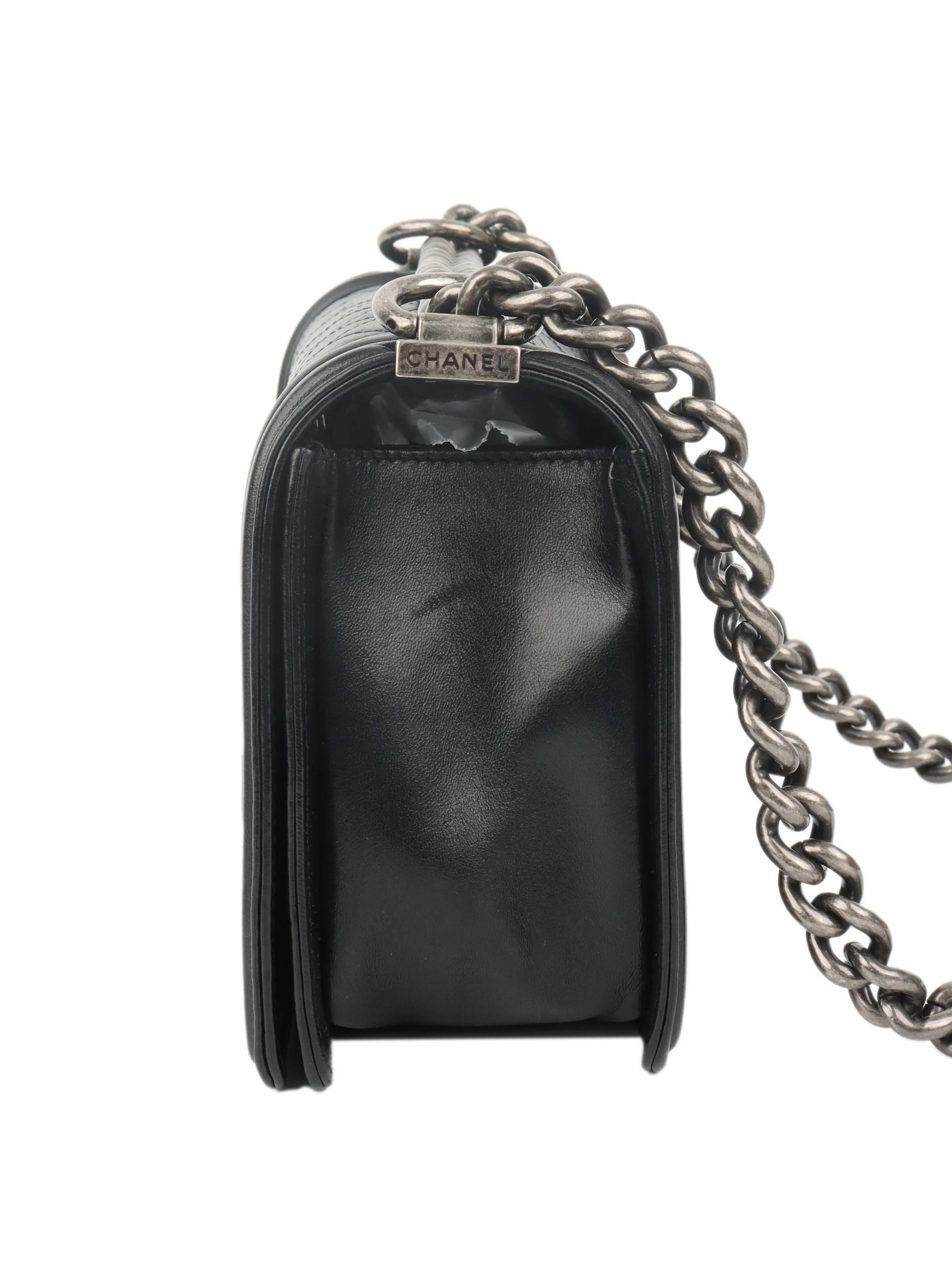 Chanel Black Medium Lambskin Boy Bag.