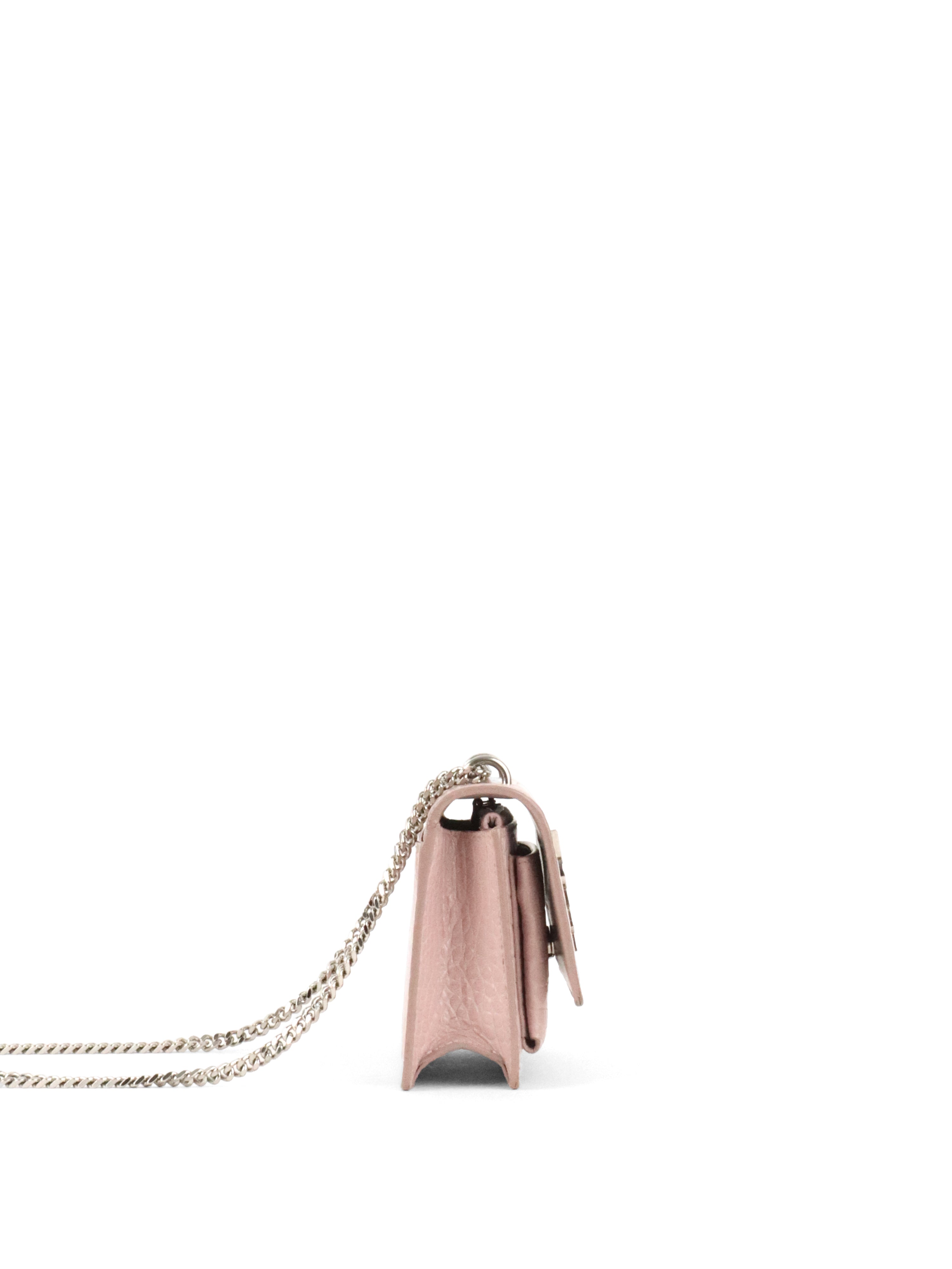 Saint Laurent Mini Pink Sunset Crocodile Embossed Leather Bag