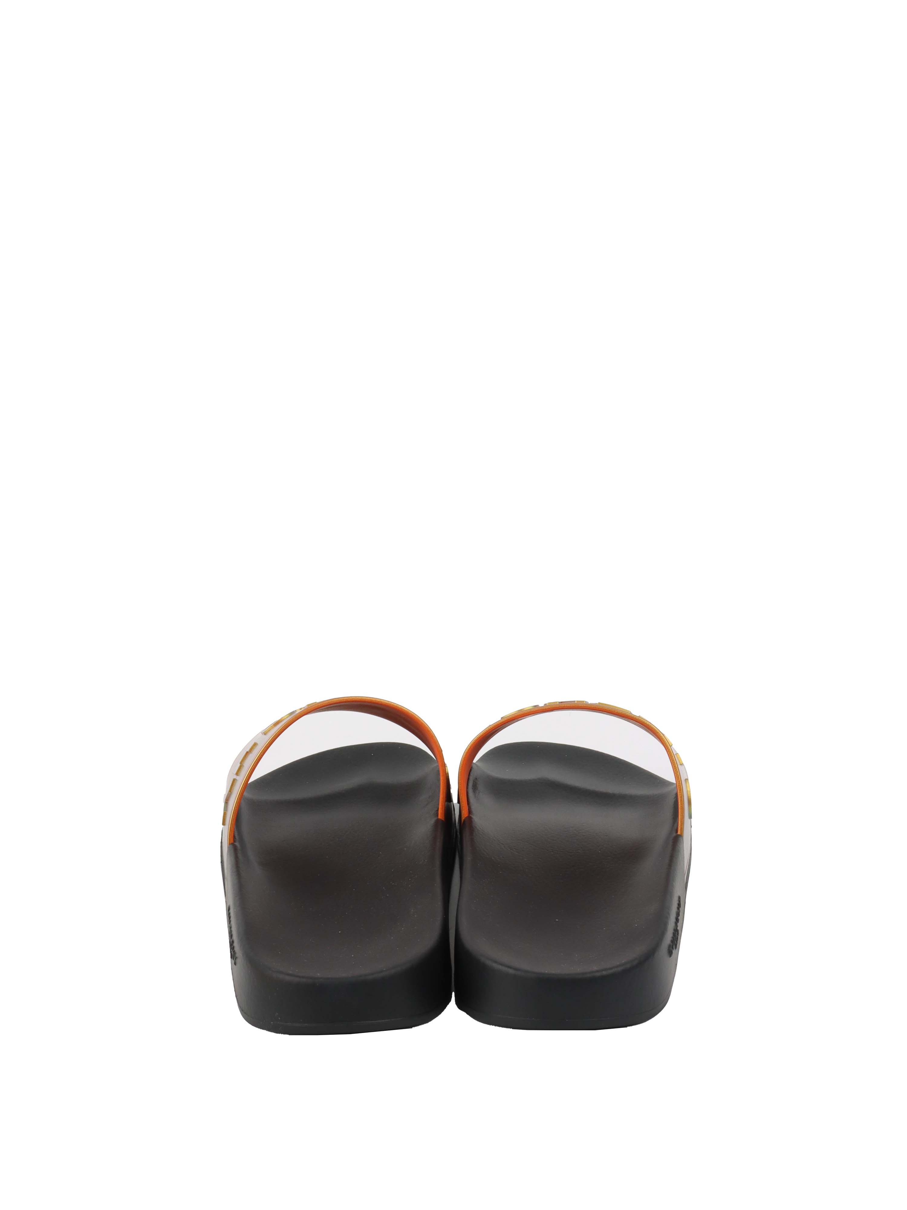 Givenchy Black/ Orange Iridescent Logo Slide Sandal