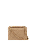 Chanel Beige Woven Chain Link Handle Flap Bag.