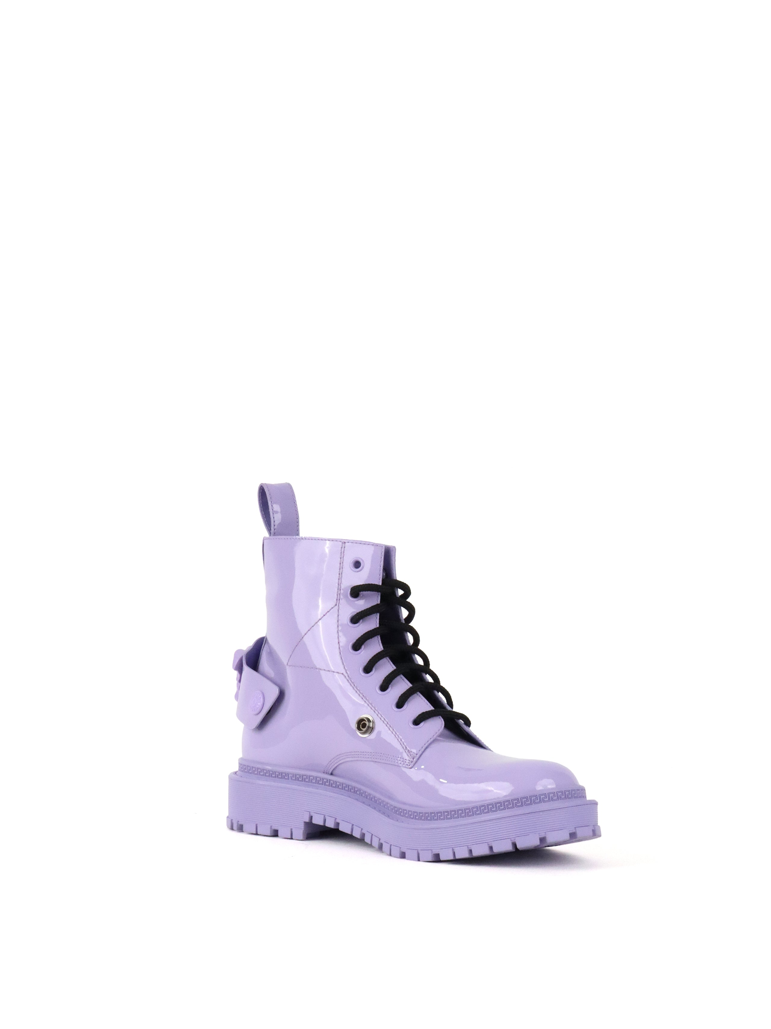 Versace Lavender Medusa Patent Leather Boots 40