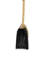 Chanel Black Chevron Caviar Medium Boy Bag.