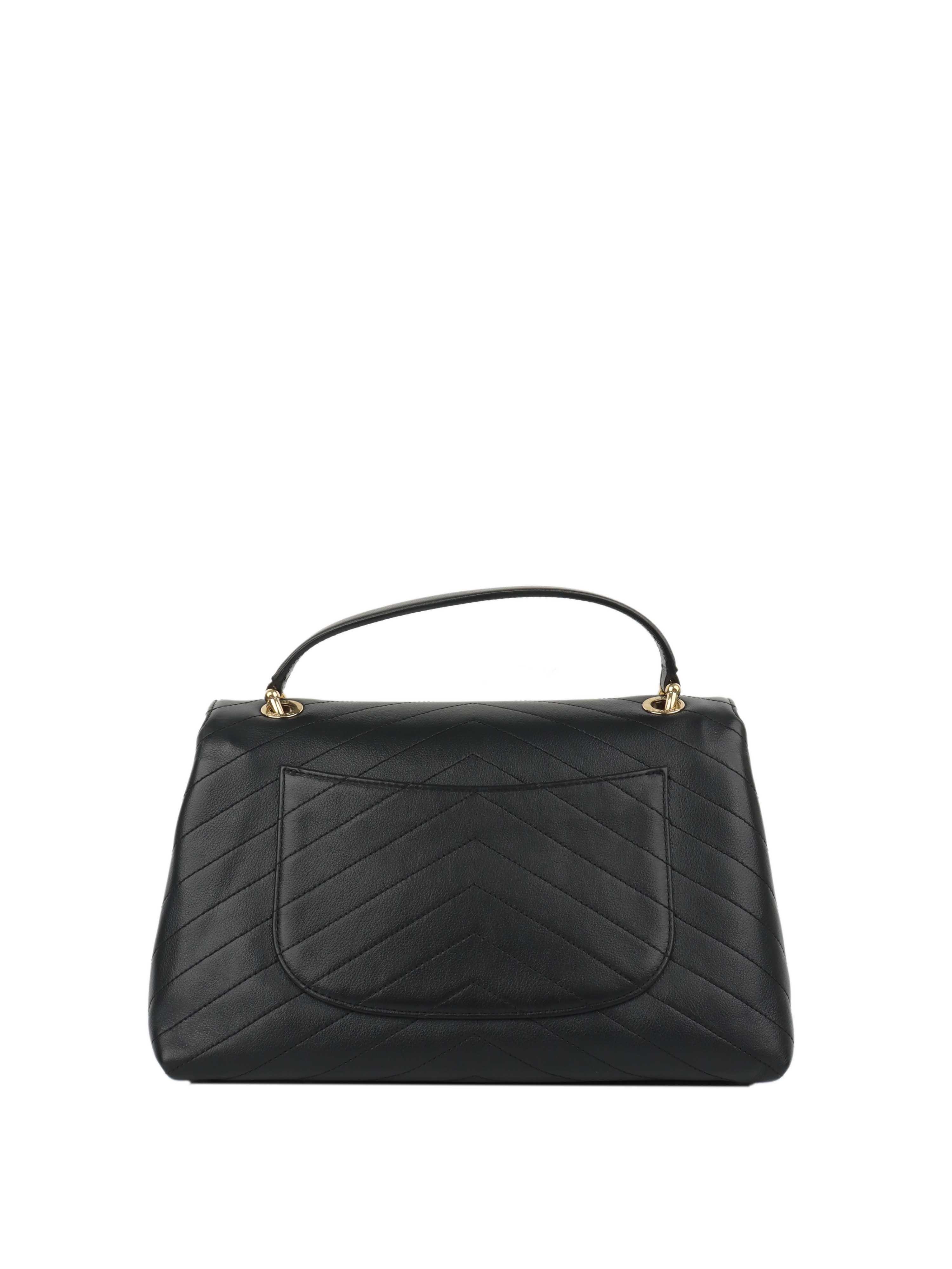 Chanel Black Chevron Chic Top Handle Flap Bag LGHW.