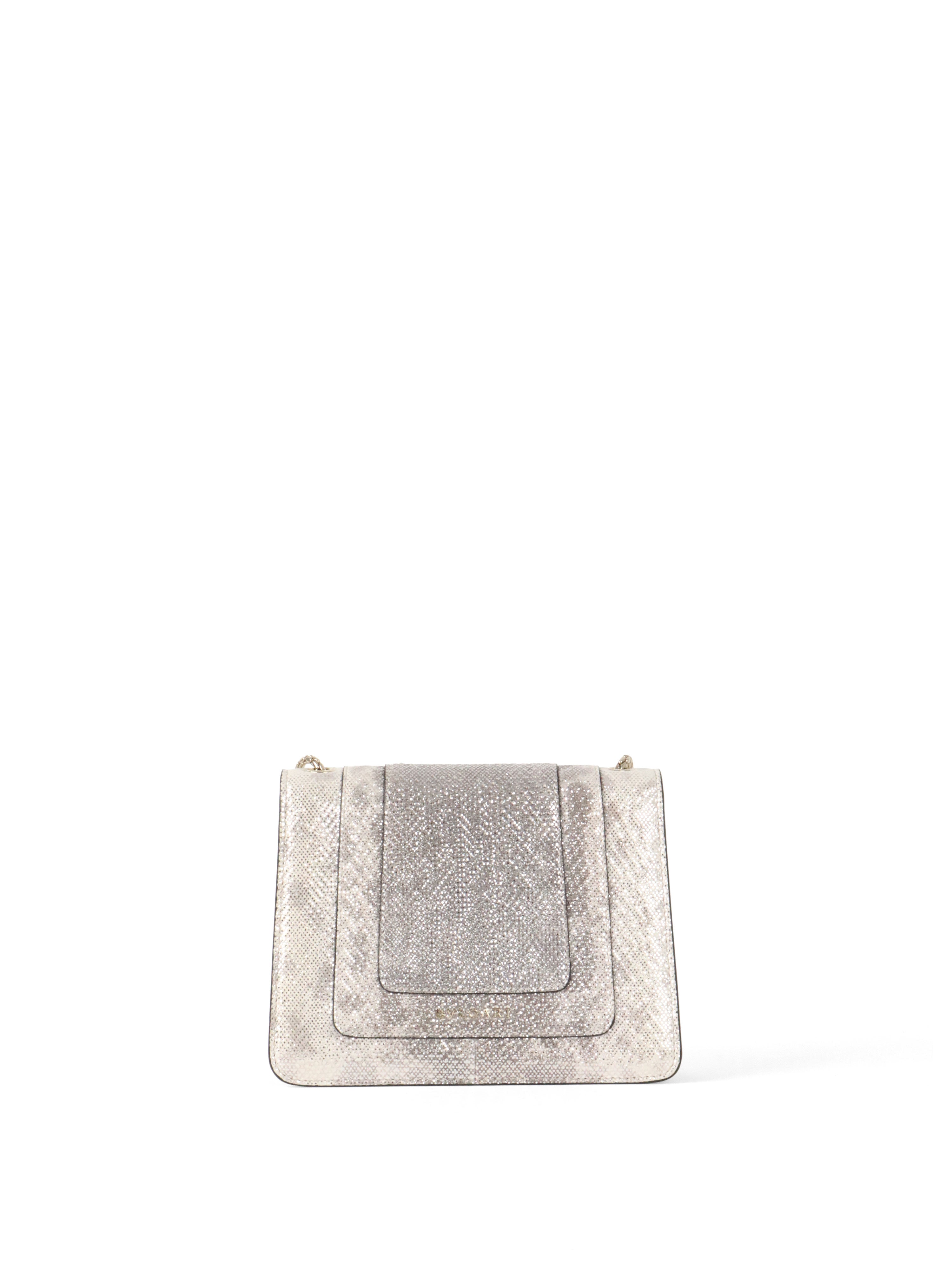 Bvlgari Small Silver and White Serpenti Forever Shoulder Bag.