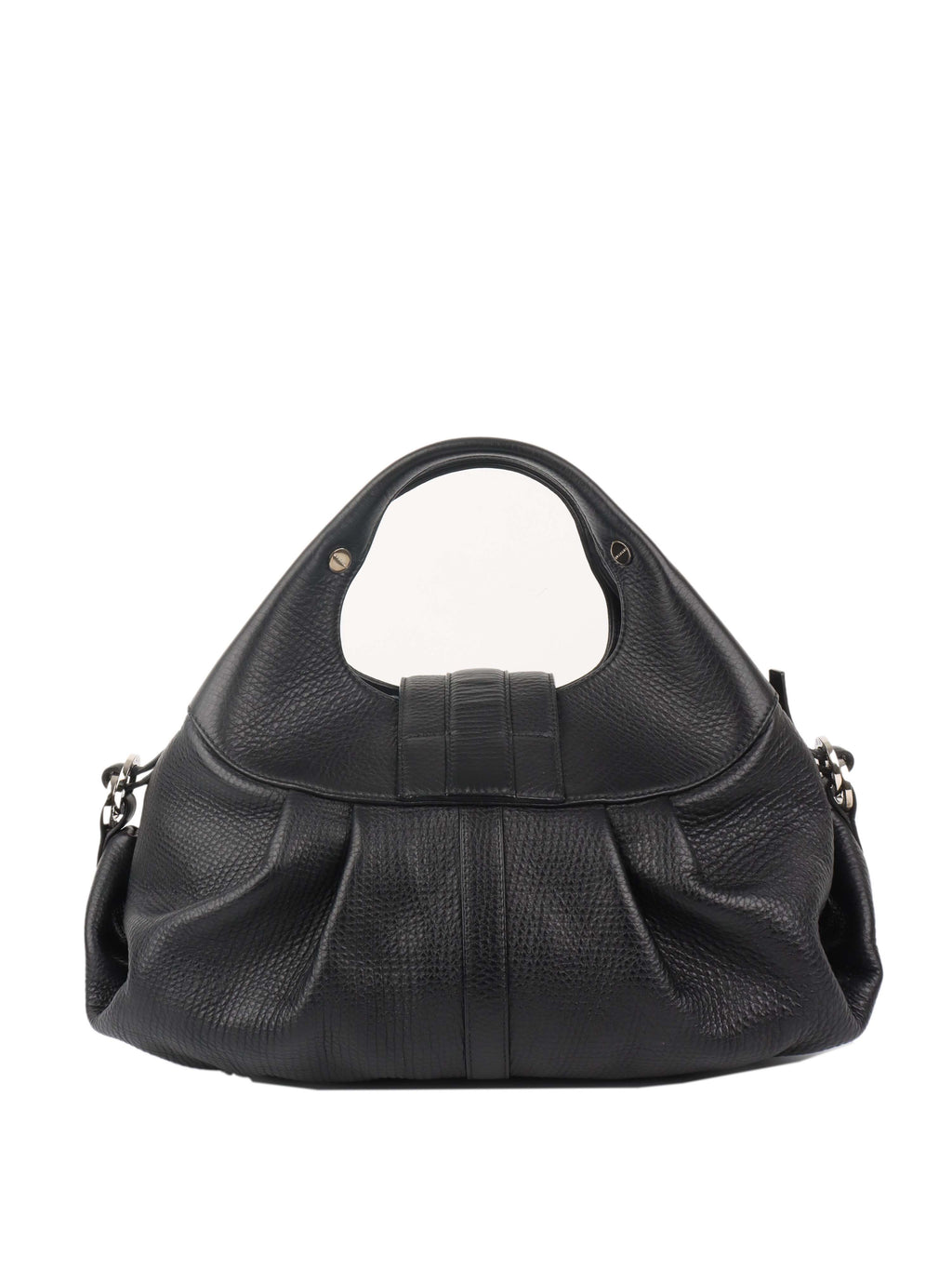 Bvlgari Black Leather Shoulder Bag with Handles.