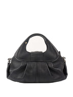 Bvlgari Black Leather Shoulder Bag with Handles.