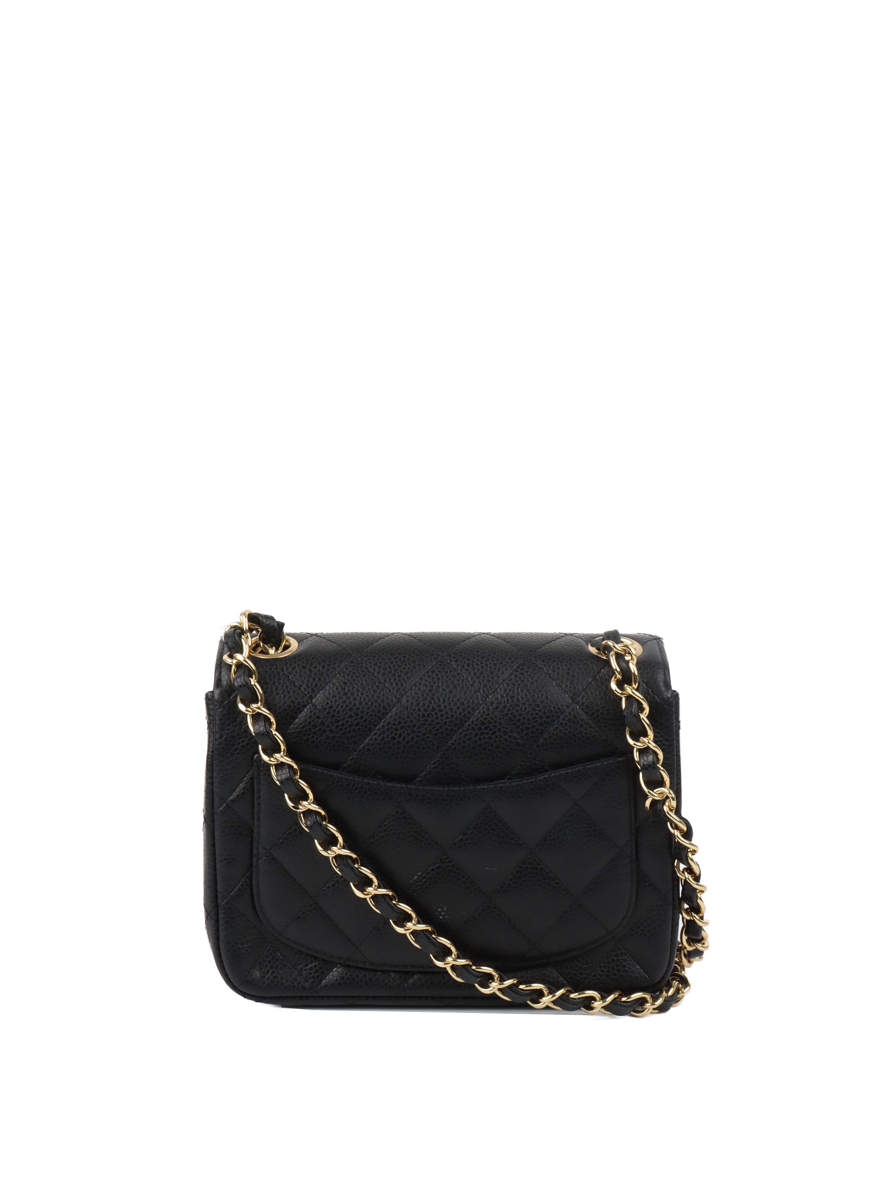 Chanel Black Mini Caviar Square Flap Bag.