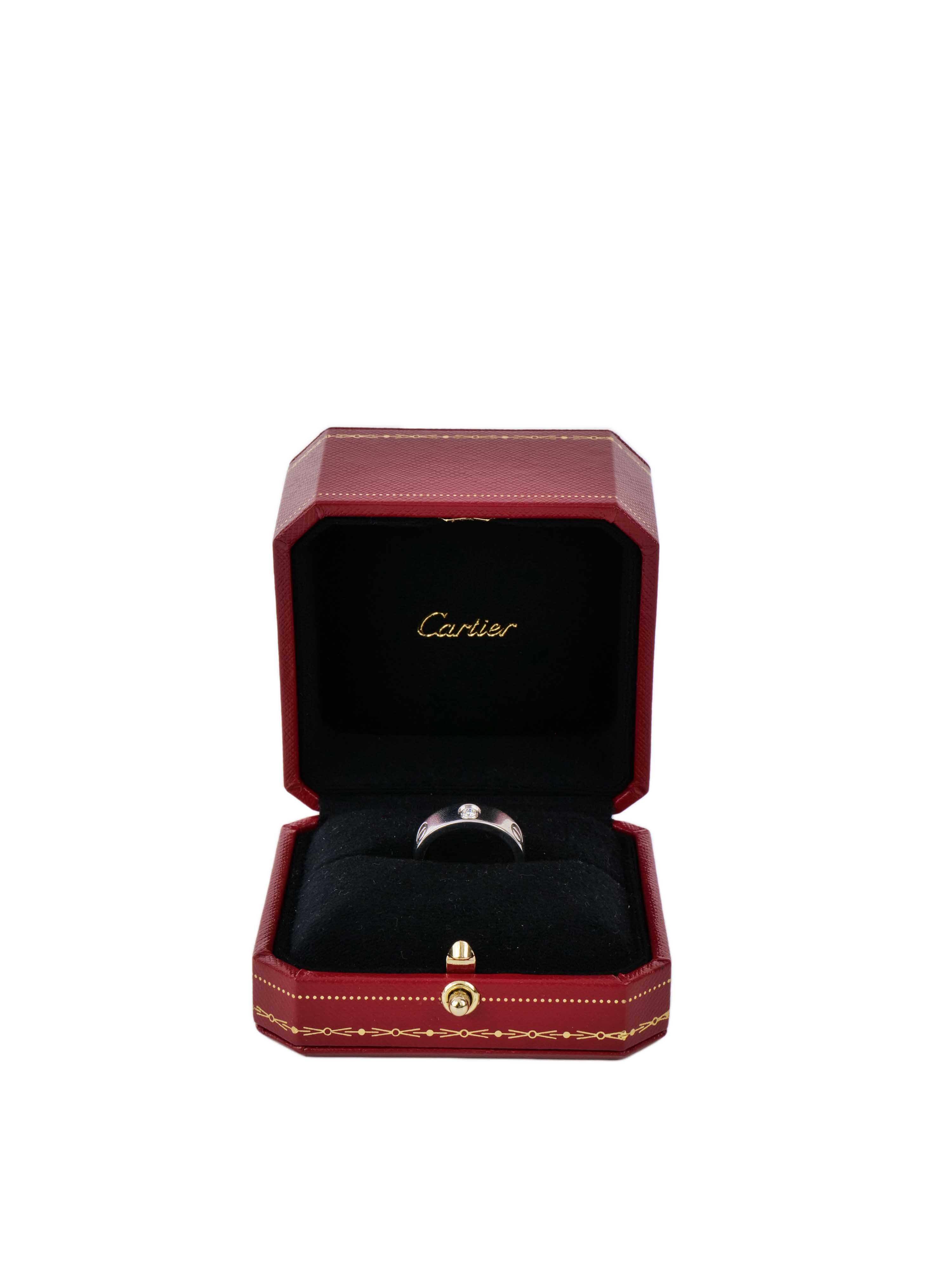 Cartier 18K White Gold Love Ring with 3 Diamonds.