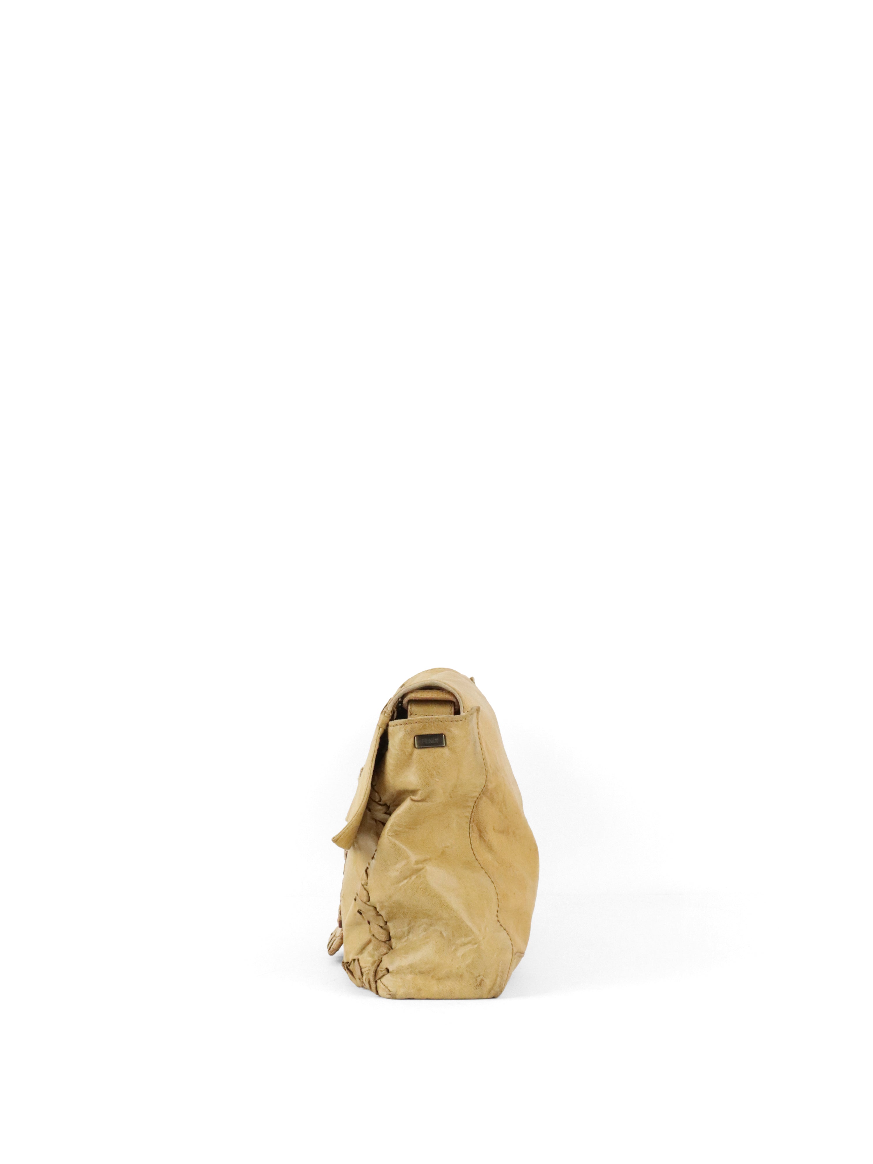 Fendi Vintage Senape Whipstitch Large Baguette
