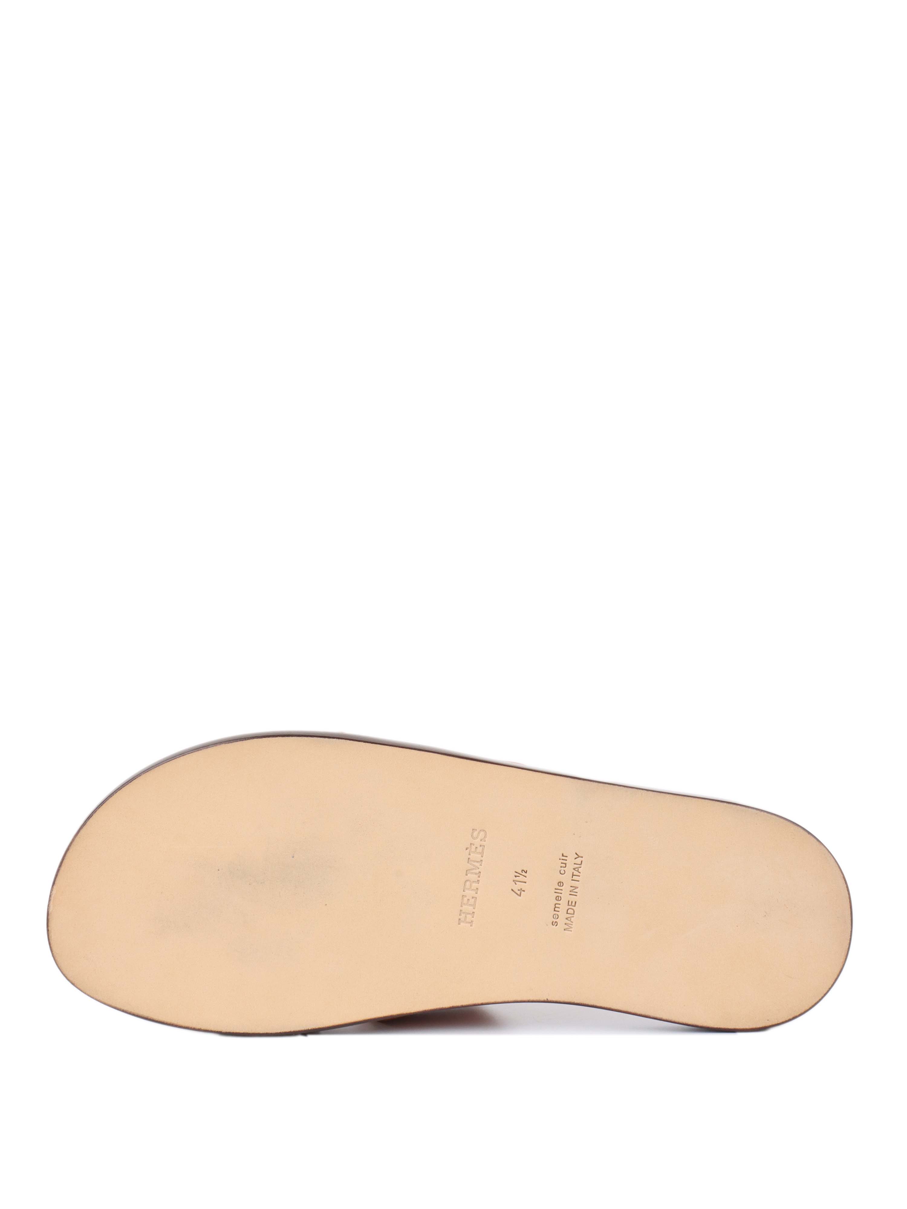 Hermes Marron Glaise Izmir Sandals.