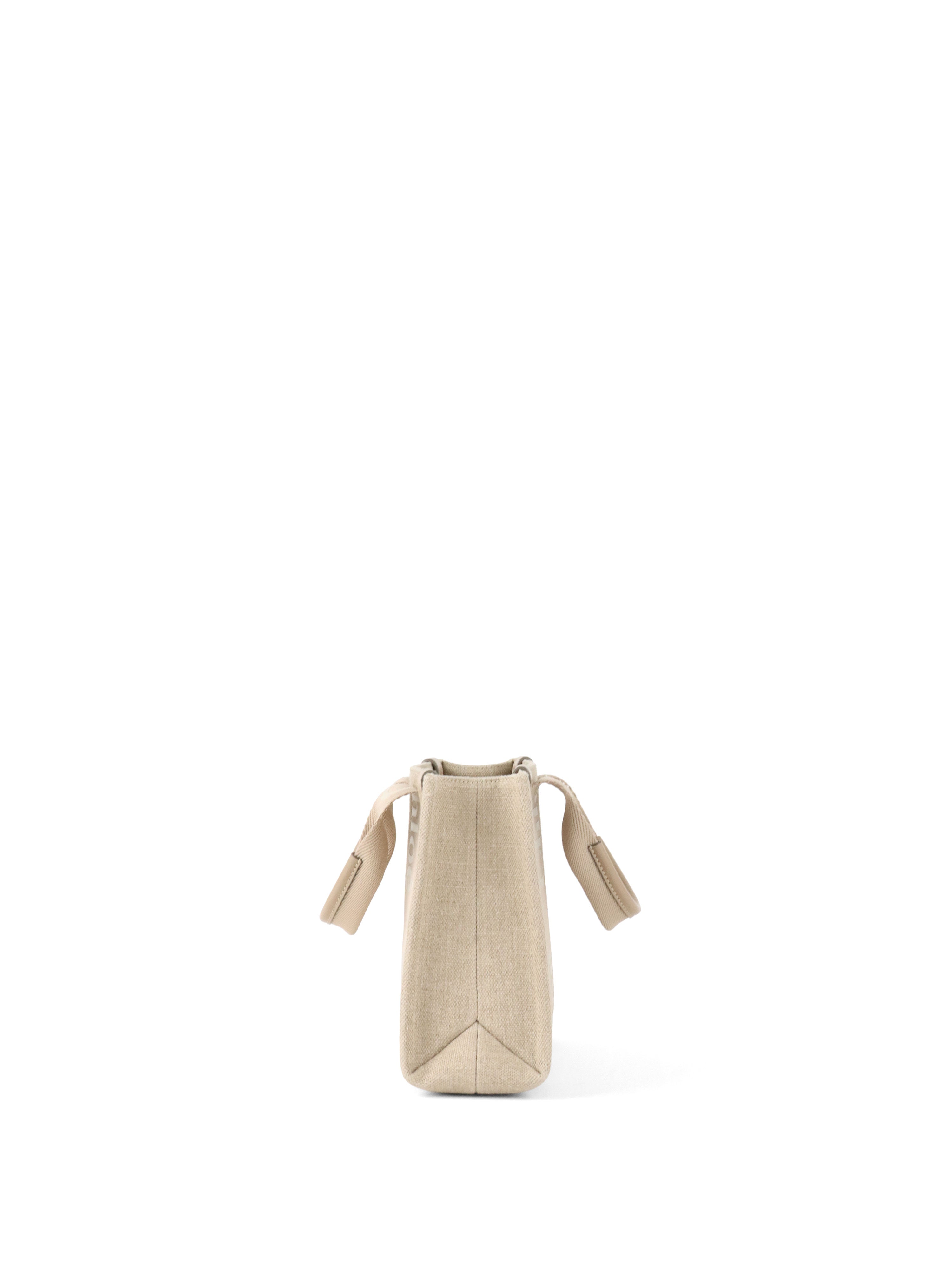 Chloe Neutral Small Woody Linen Tote Bag