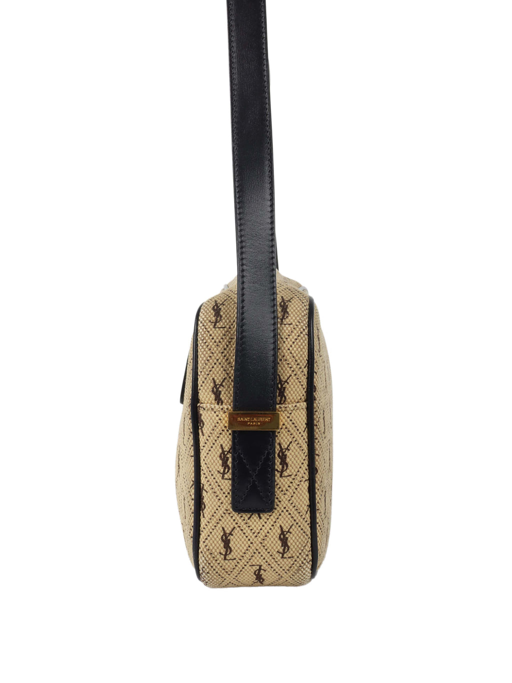 Saint Laurent Monogram All Over Canvas Camera Bag.