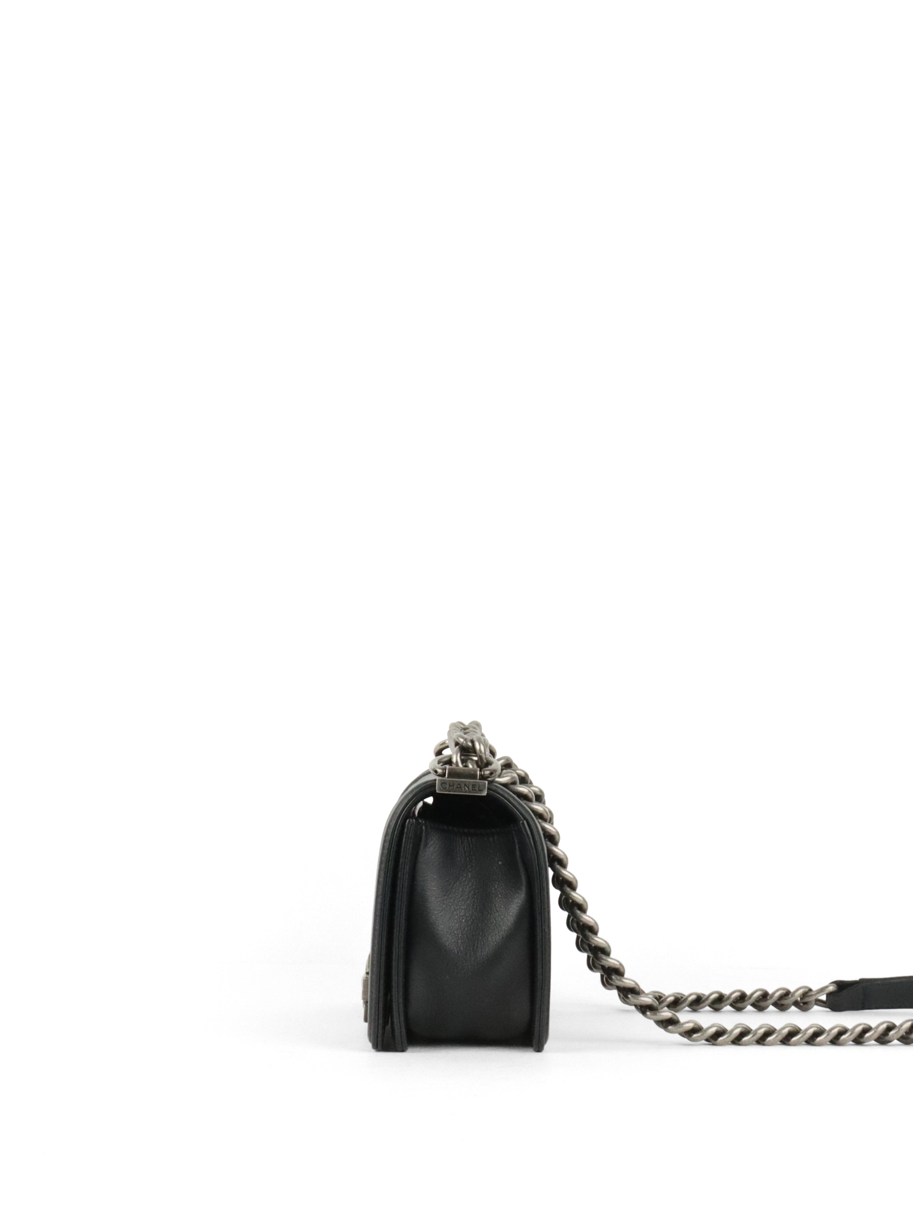 Chanel Black Caviar Boy Wallet On Chain GHW