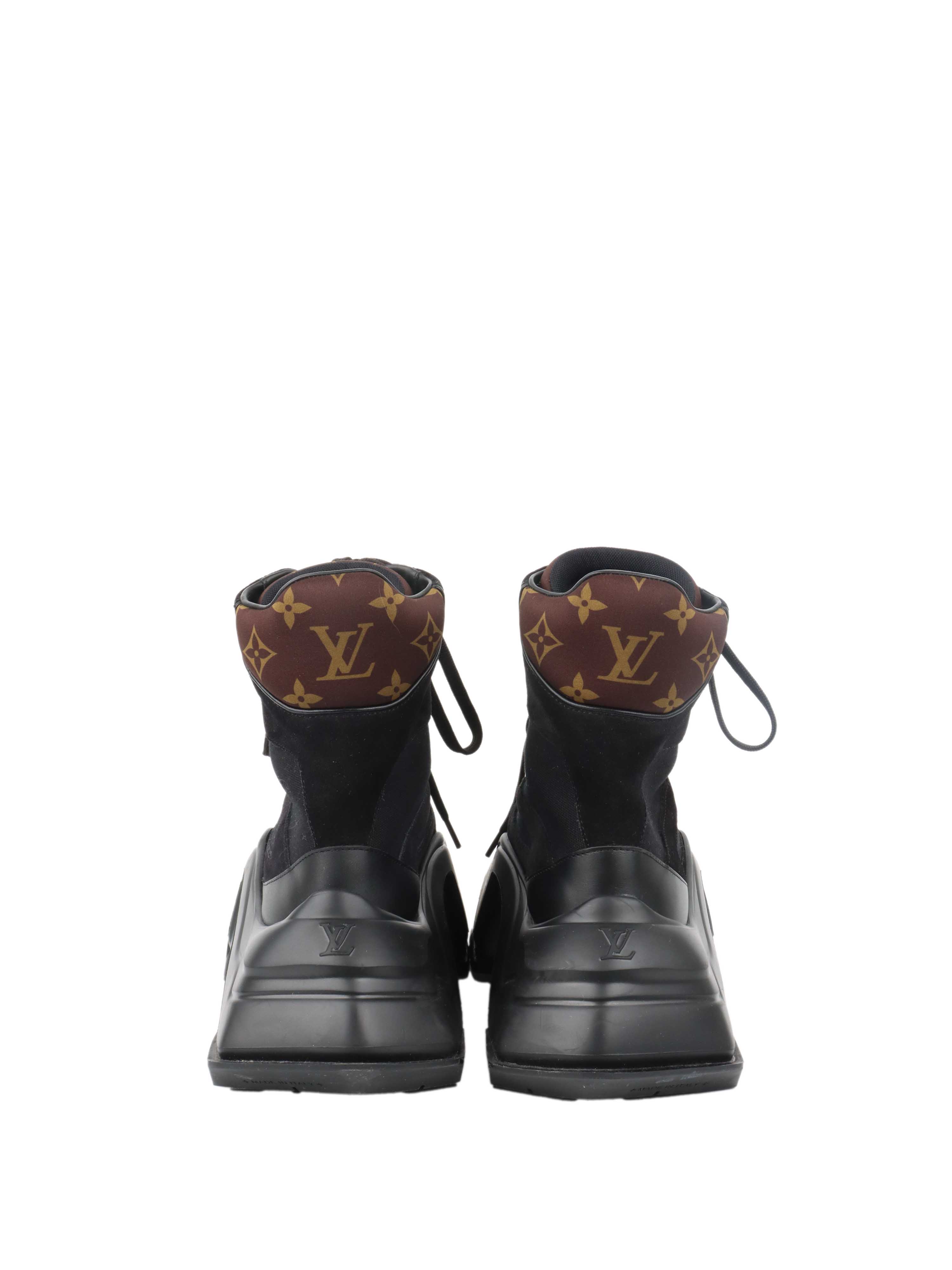 Louis Vuitton Black Mesh and Suede Archlight Ankle Boots.