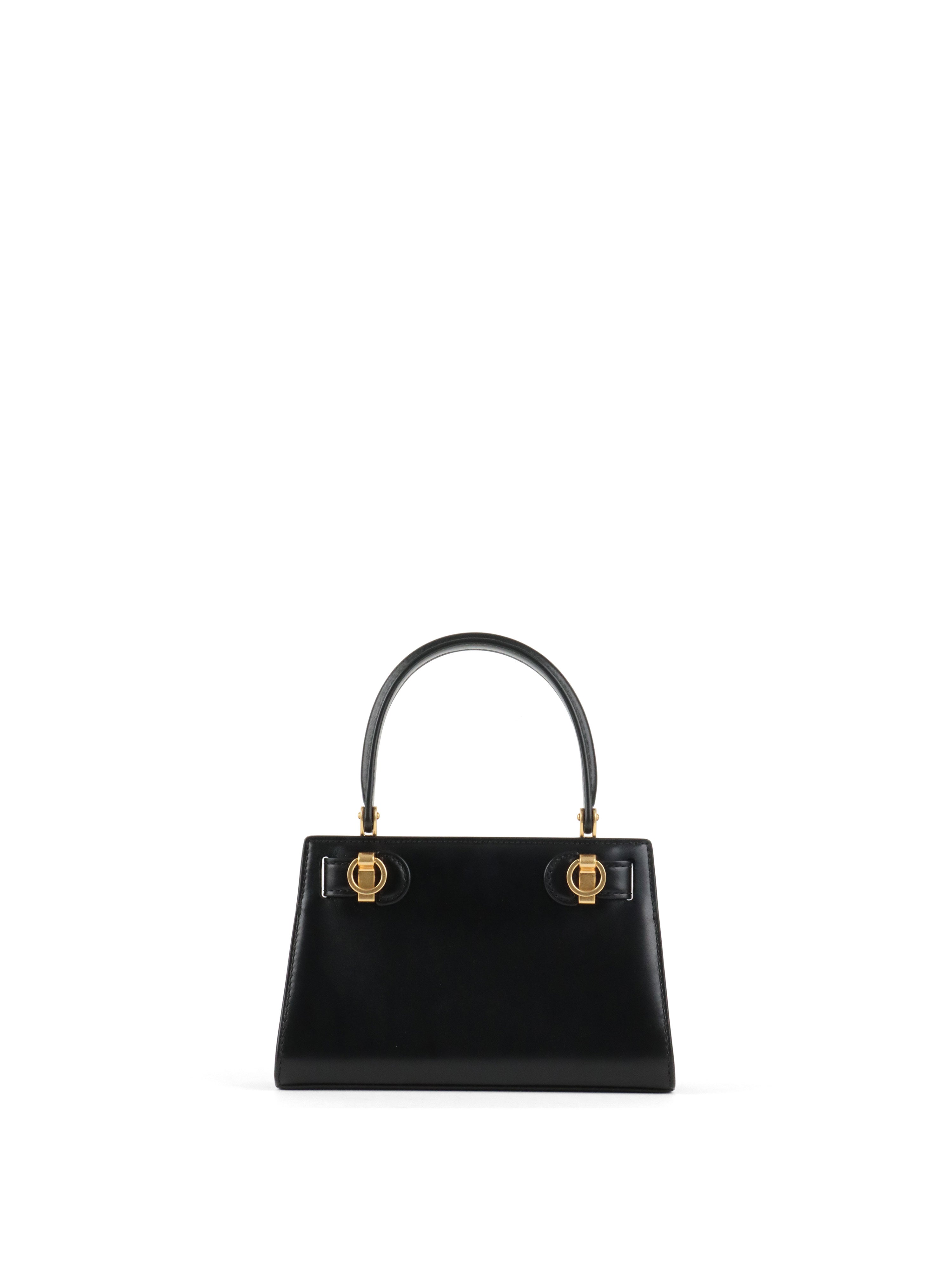 Tory Burch Black Mini Lee Radziwill Top Handle Bag GHW