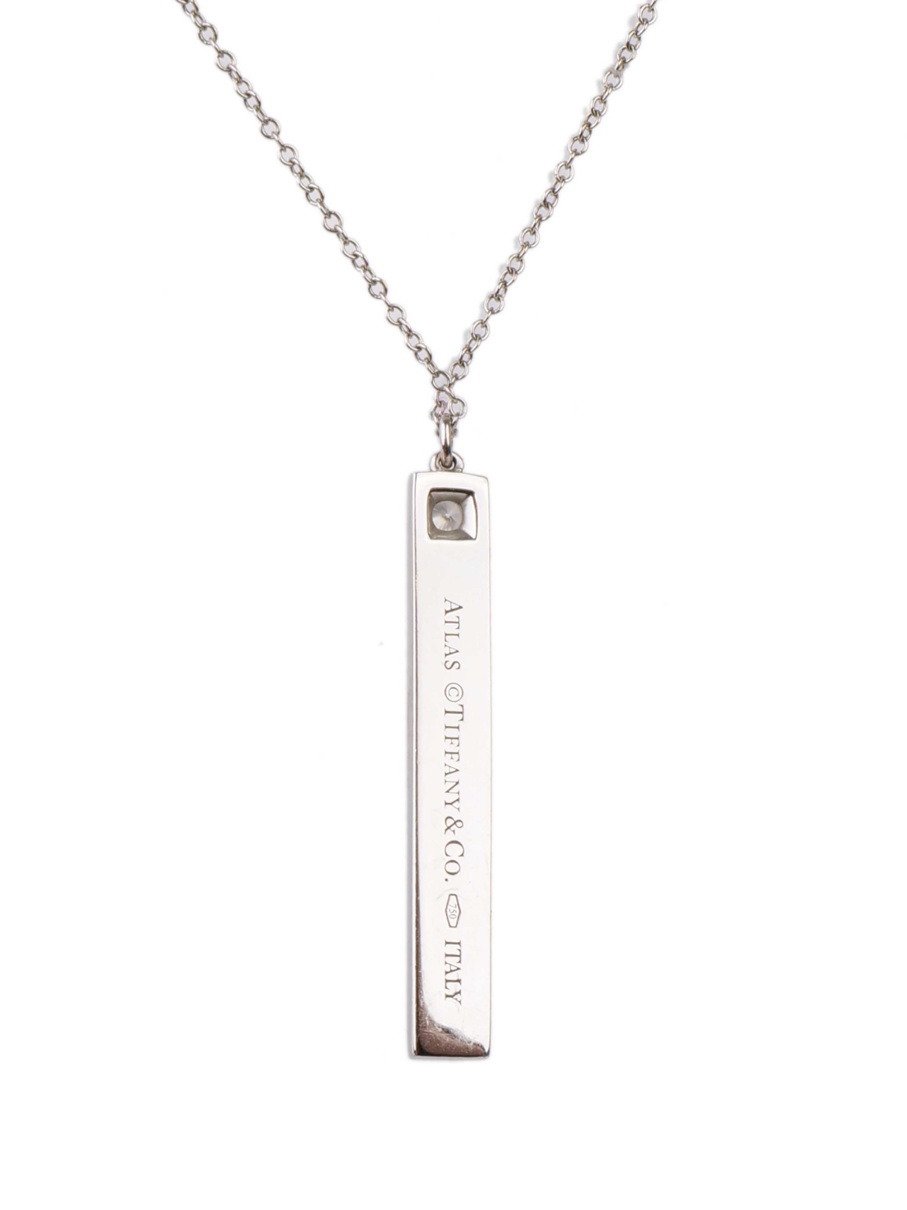 Tiffany Co 18K White Gold Atlas Roman Numeral Necklace. Votre Luxe