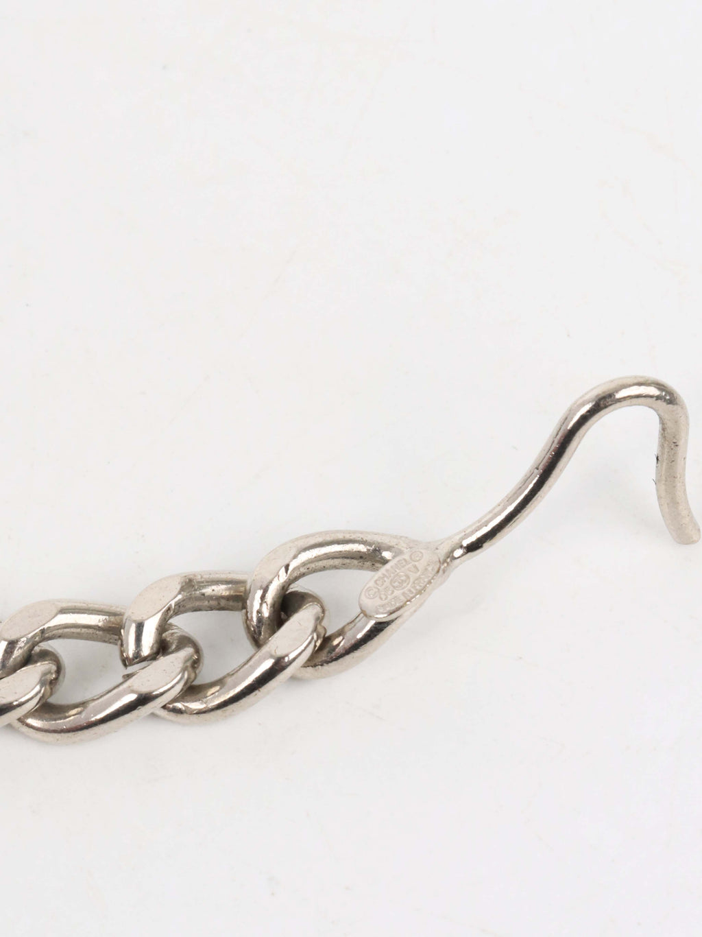 Chanel Silver Logo Lettering Chain Belt.