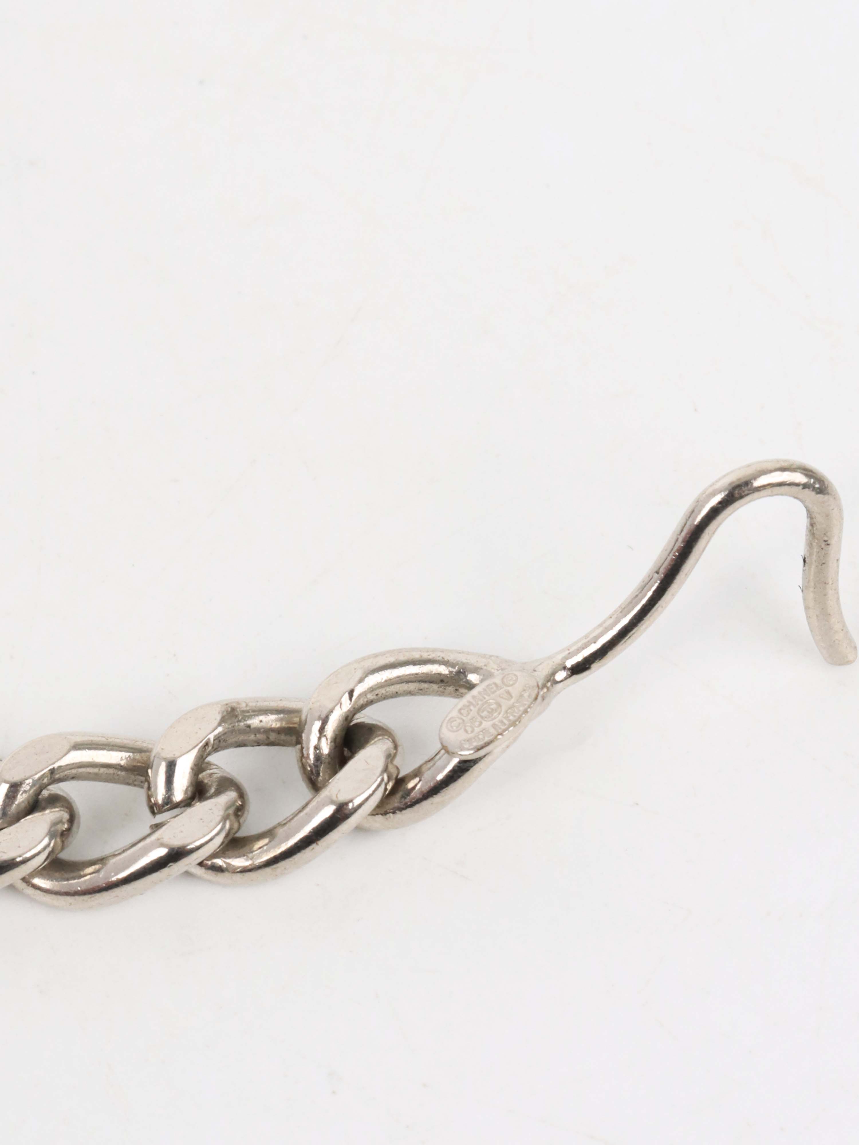 Chanel Silver Logo Lettering Chain Belt