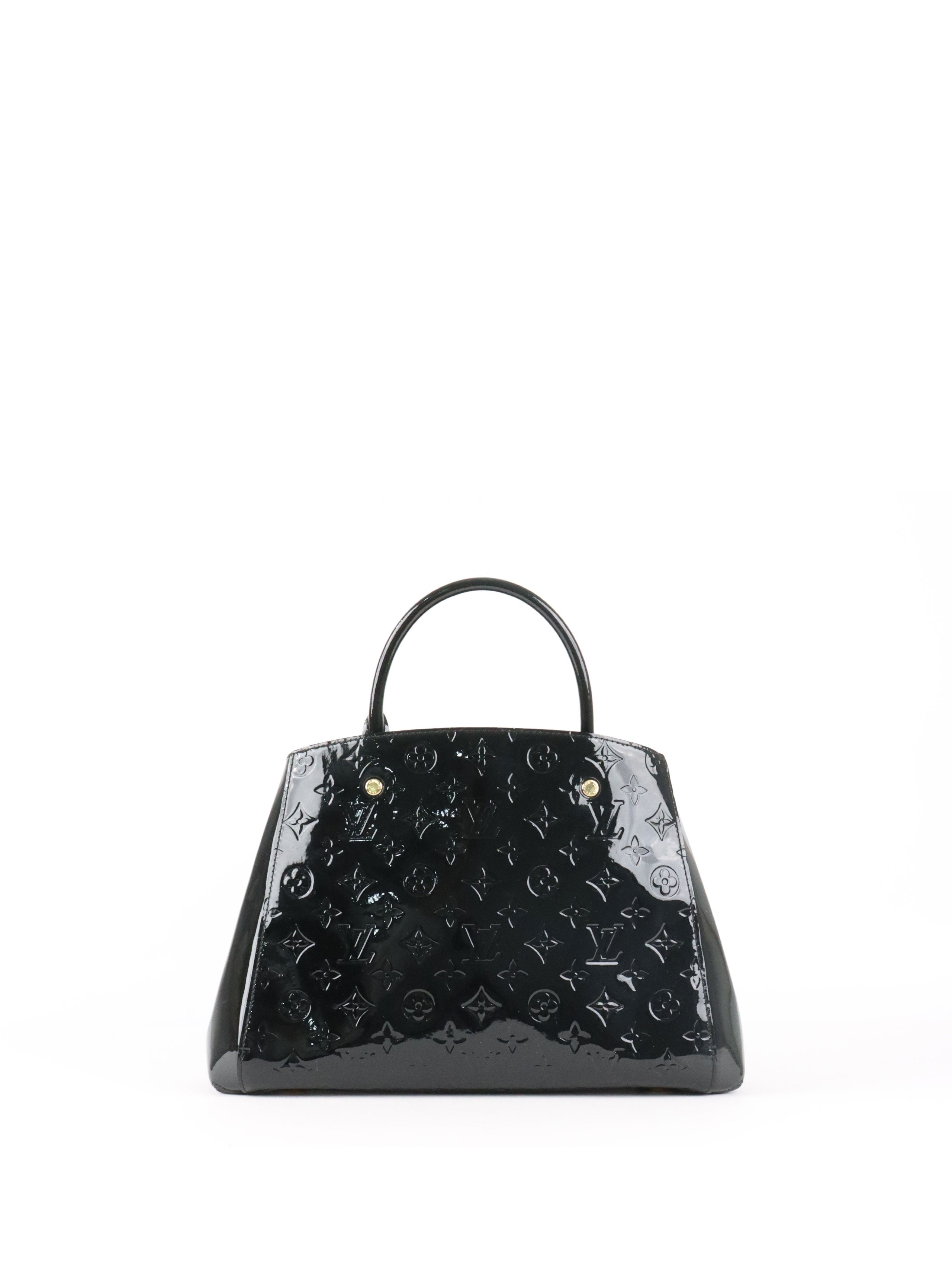 Louis Vuitton Black Monogram Vernis Montaigne MM Satchel Bag