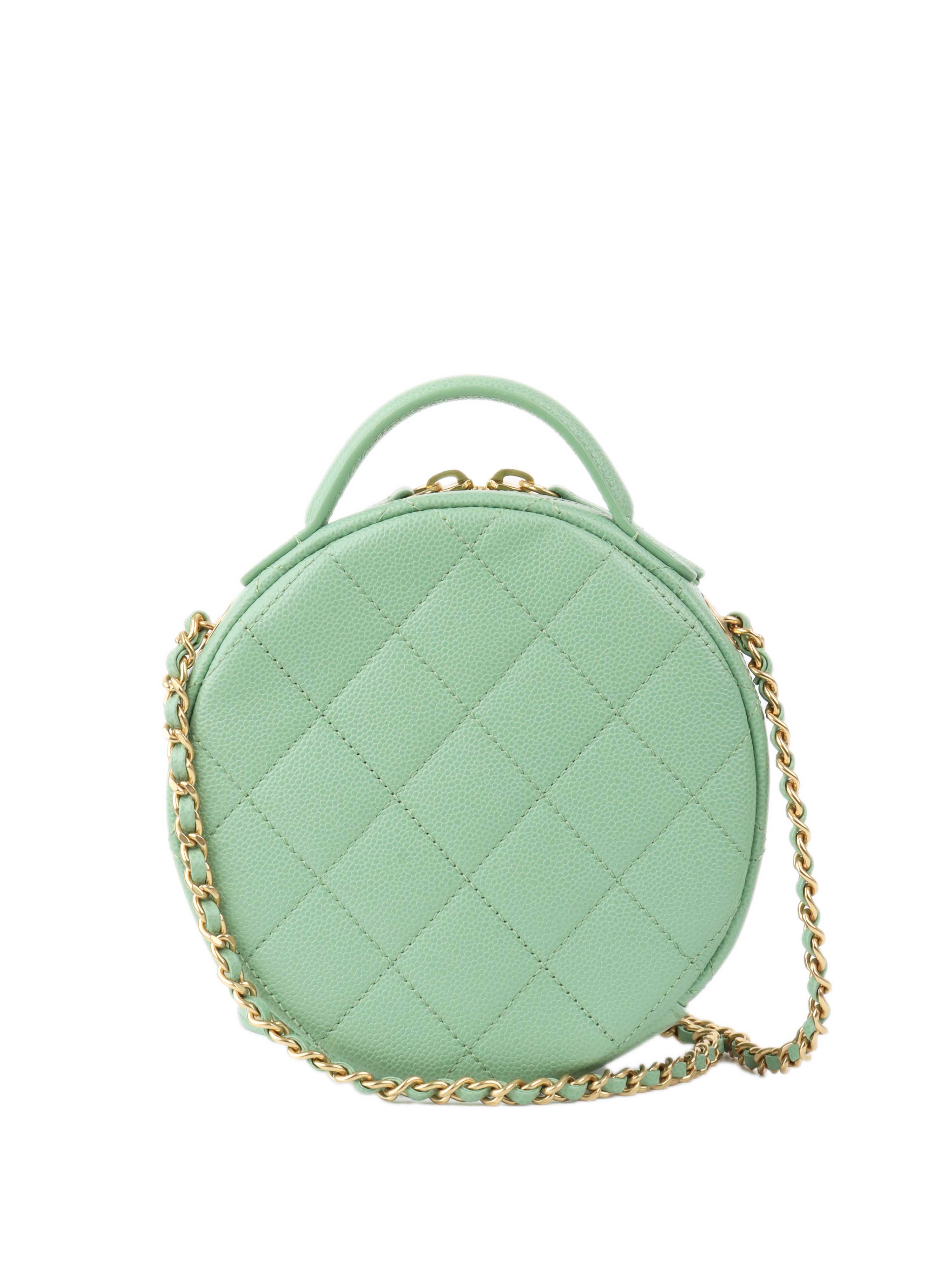 Chanel Green Round Vanity Bag.