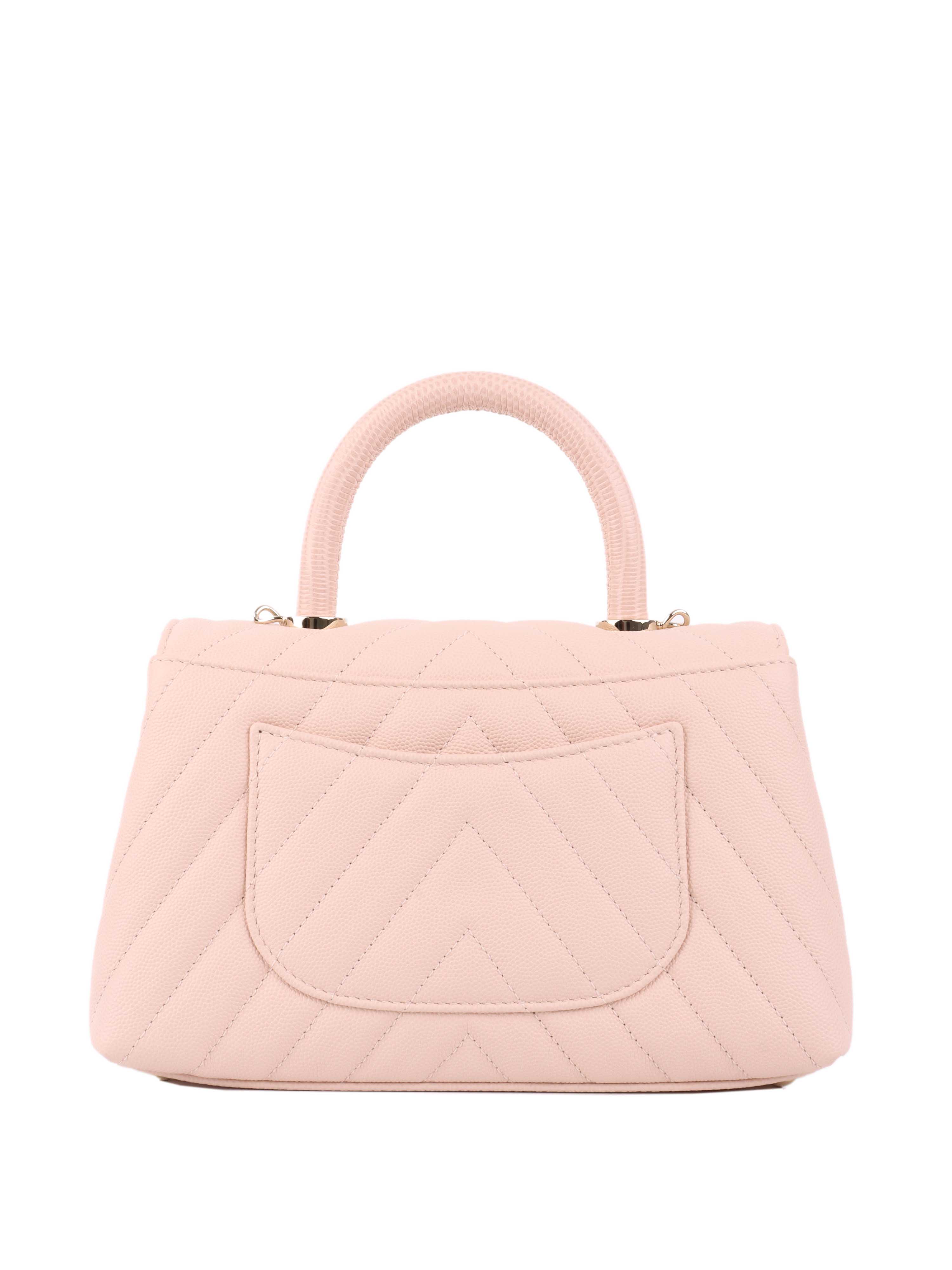 Chanel Small Light Pink Chevron Coco Handle.