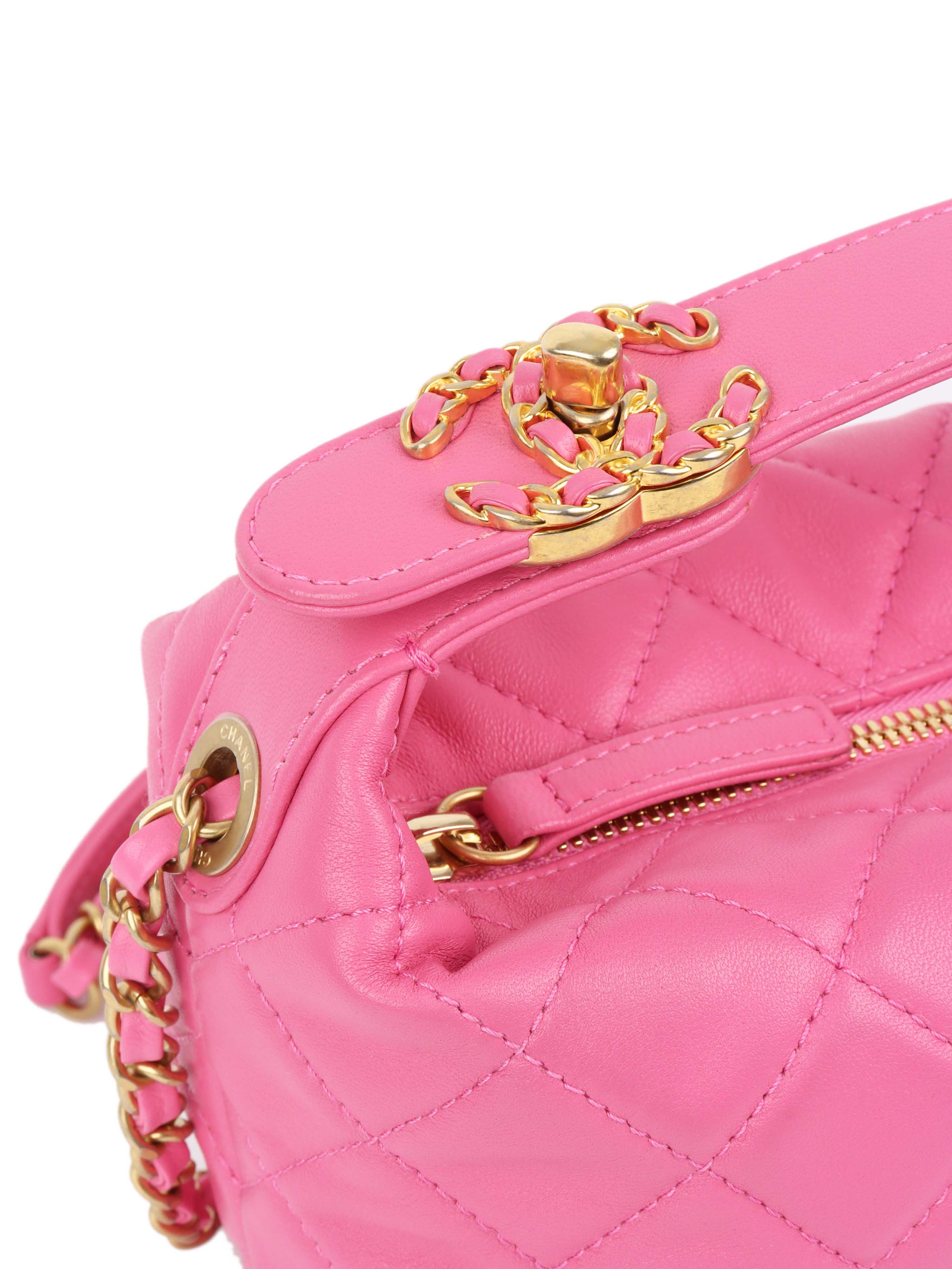 Chanel 20S Small Quilted Hobo bag Lambskin Pink GHW.