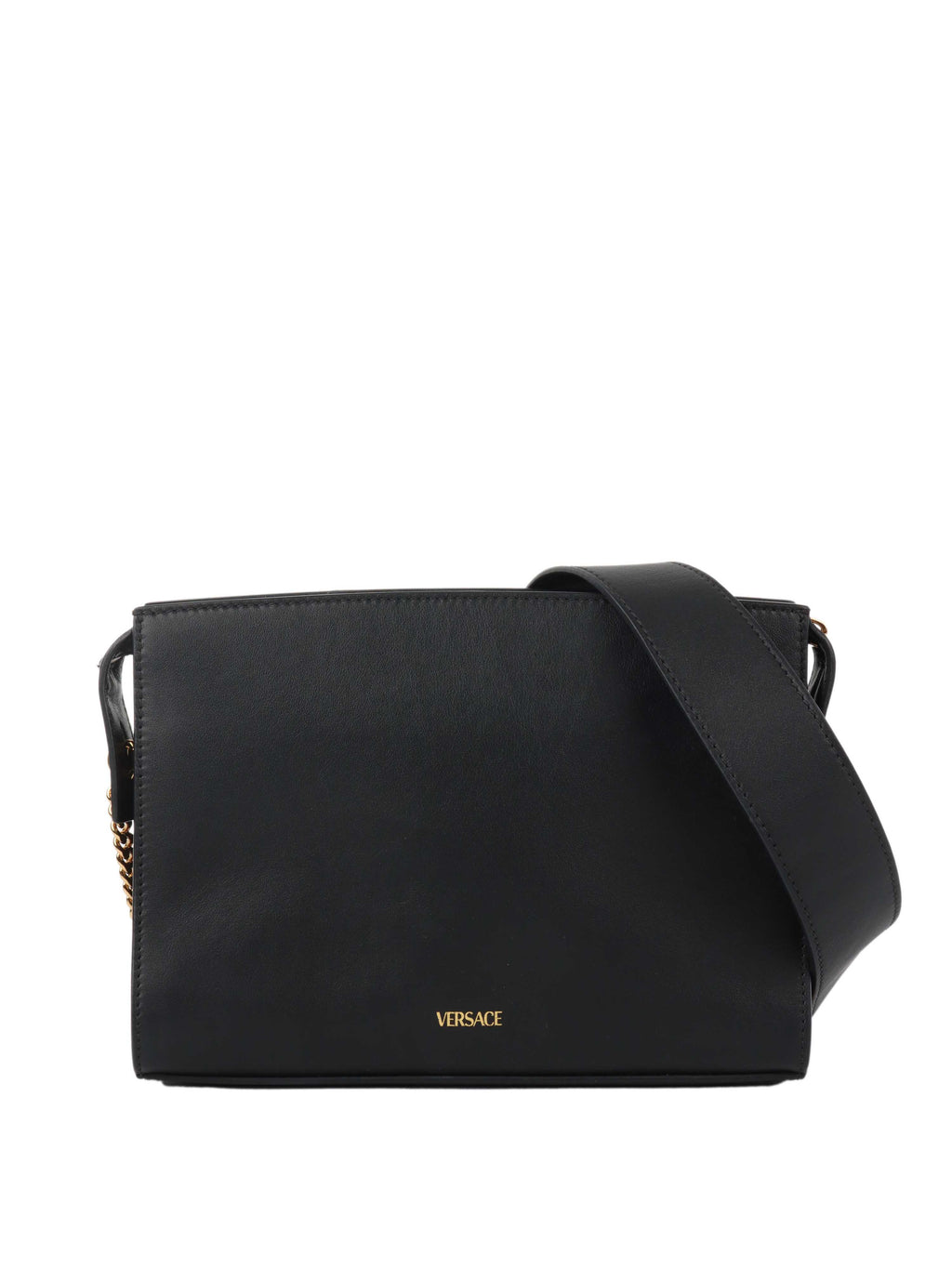 Versace Black Virtus Chain Shoulder Bag.