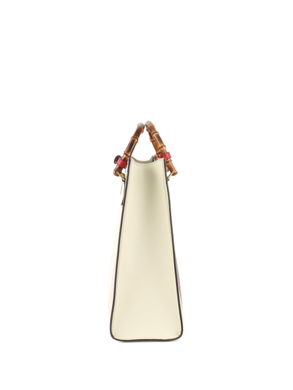 Gucci White Diana NM Stripe Bamboo Handle Bag