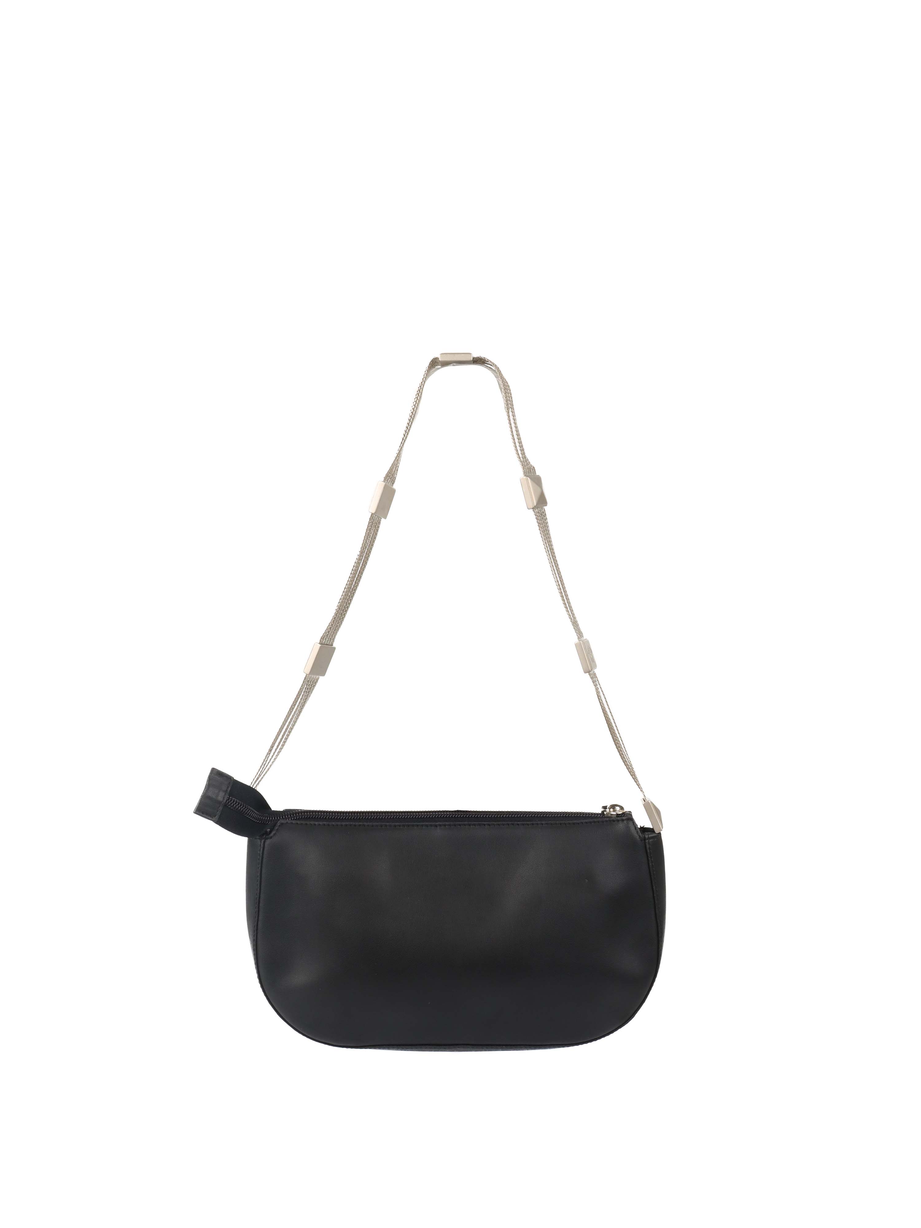 Versace Black Leather Shoulder Bag with Silver Chain