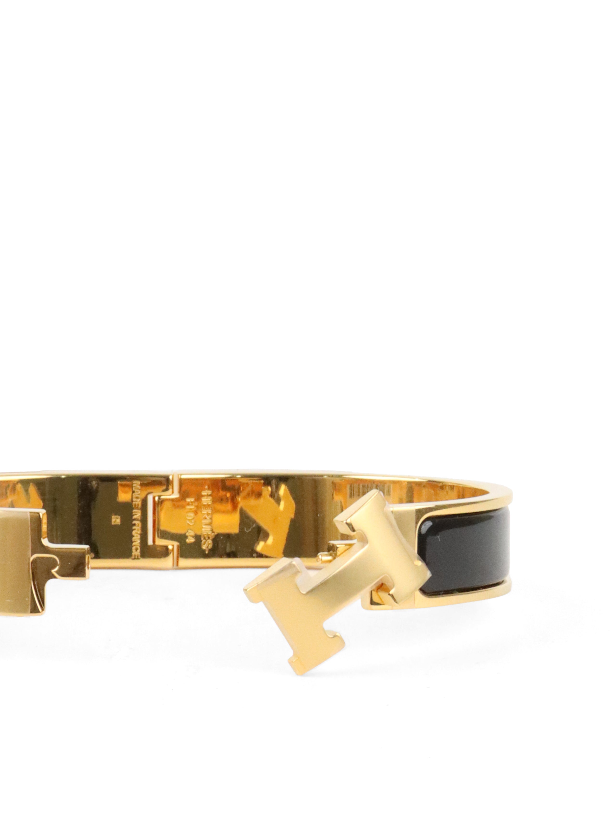 Hermes Noir Clic H Bracelet GHW